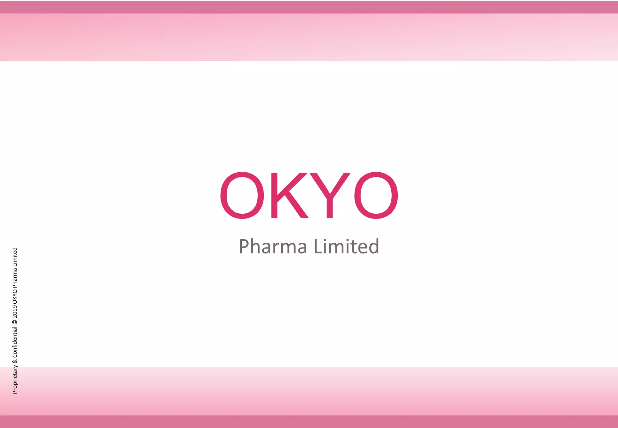 Cover slide of the OKYO Pharma Pitch Deck Teardown pitch deck