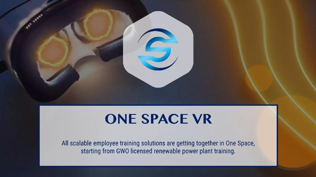 Cover slide of the One Space VR pitch deck — Seed 2018