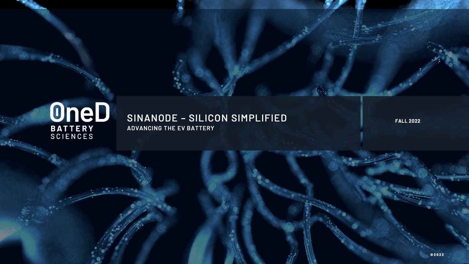 Cover slide of the OneD Battery Sciences pitch deck — Series C 2024