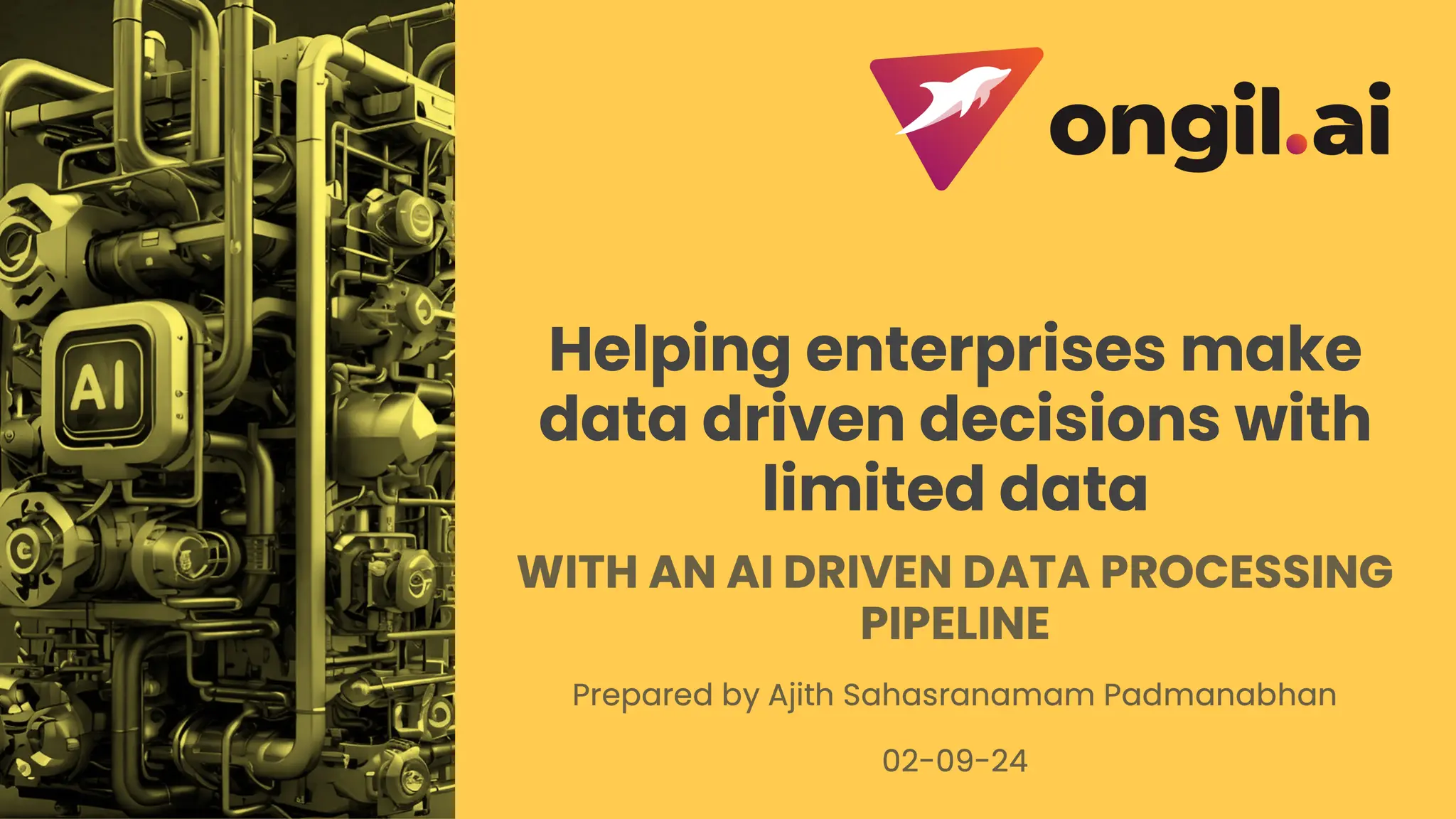 Cover slide of the Ongil.ai (Ongil Private Limited) pitch deck — 2024