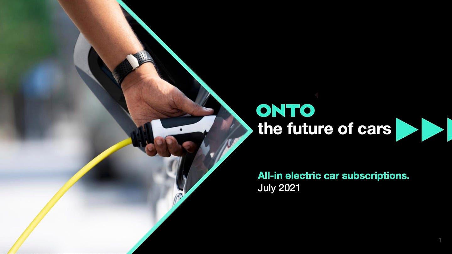 Cover slide of the Onto pitch deck — Series B 2021