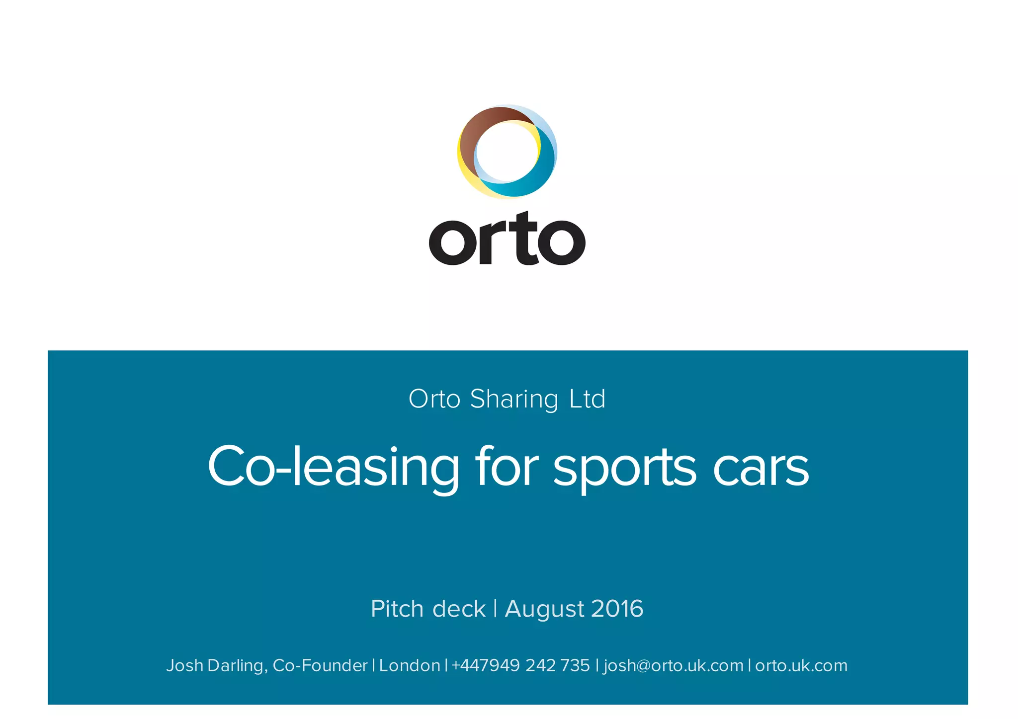 Cover slide of the Orto Pitch Deck Teardown pitch deck