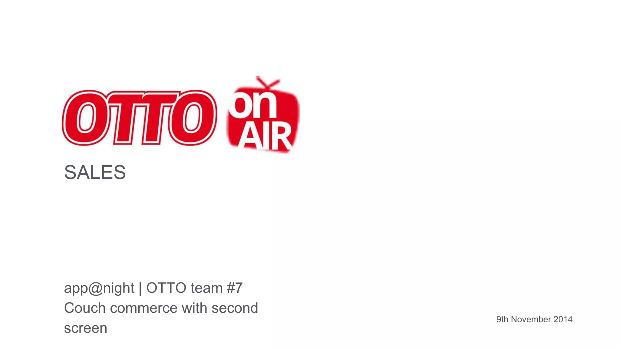 Cover slide of the Otto On Air pitch deck — Concept / Hackathon 2014