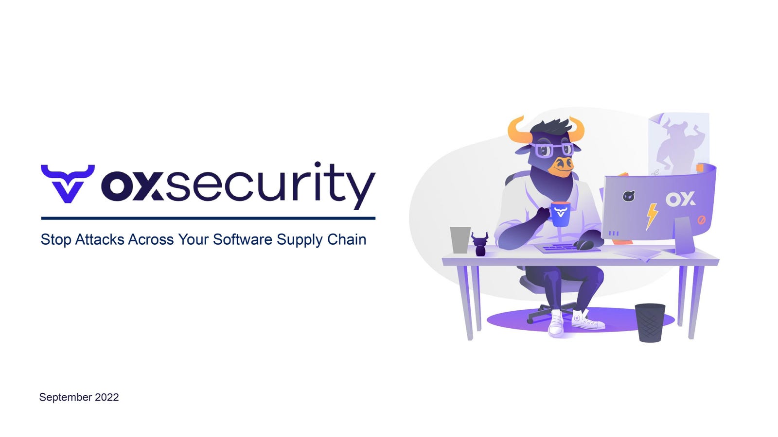 Cover slide of the OX Security pitch deck — Series A 2022