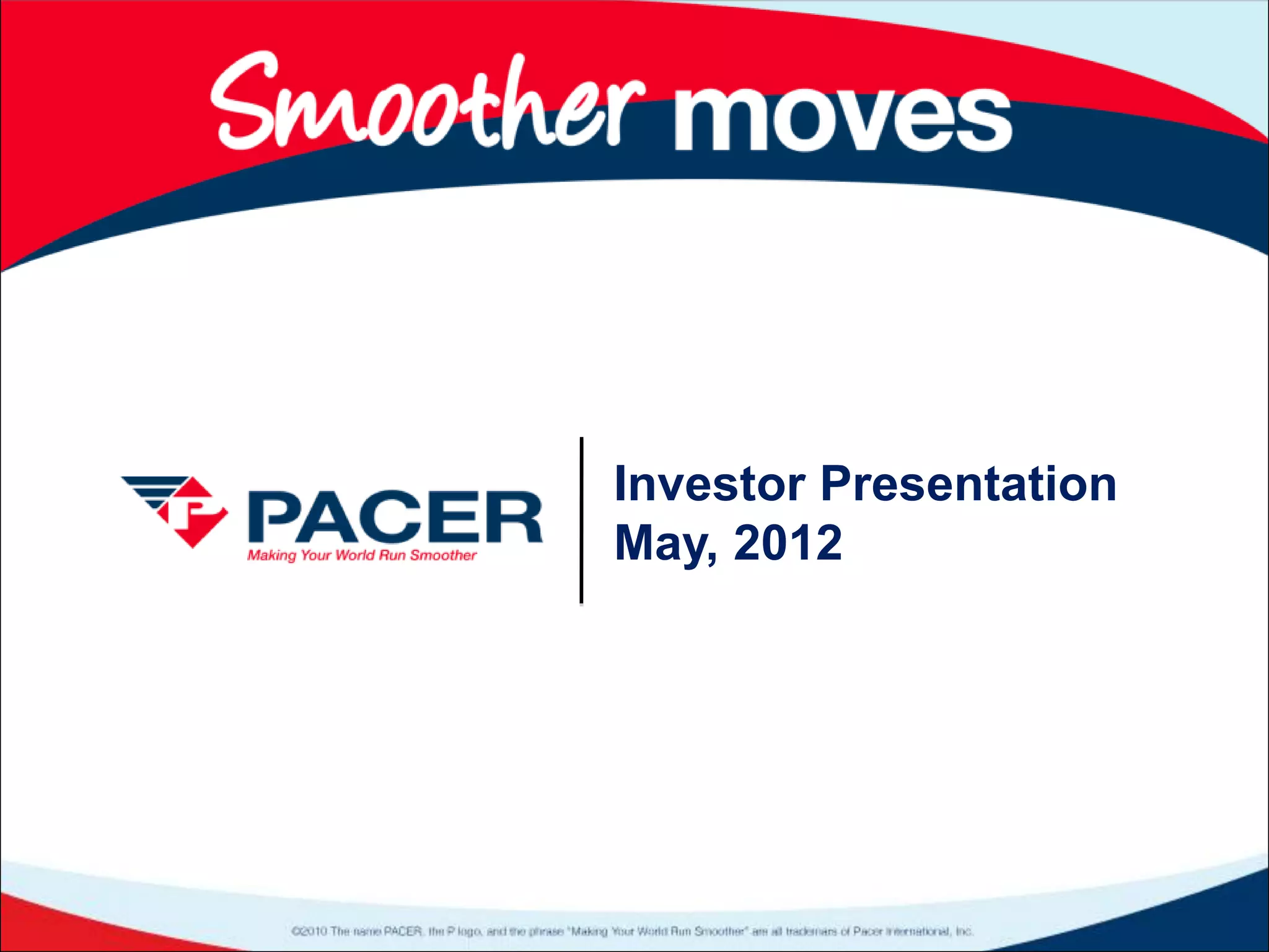 Cover slide of the Pacer International pitch deck — Public (NASDAQ: PACR) 2012
