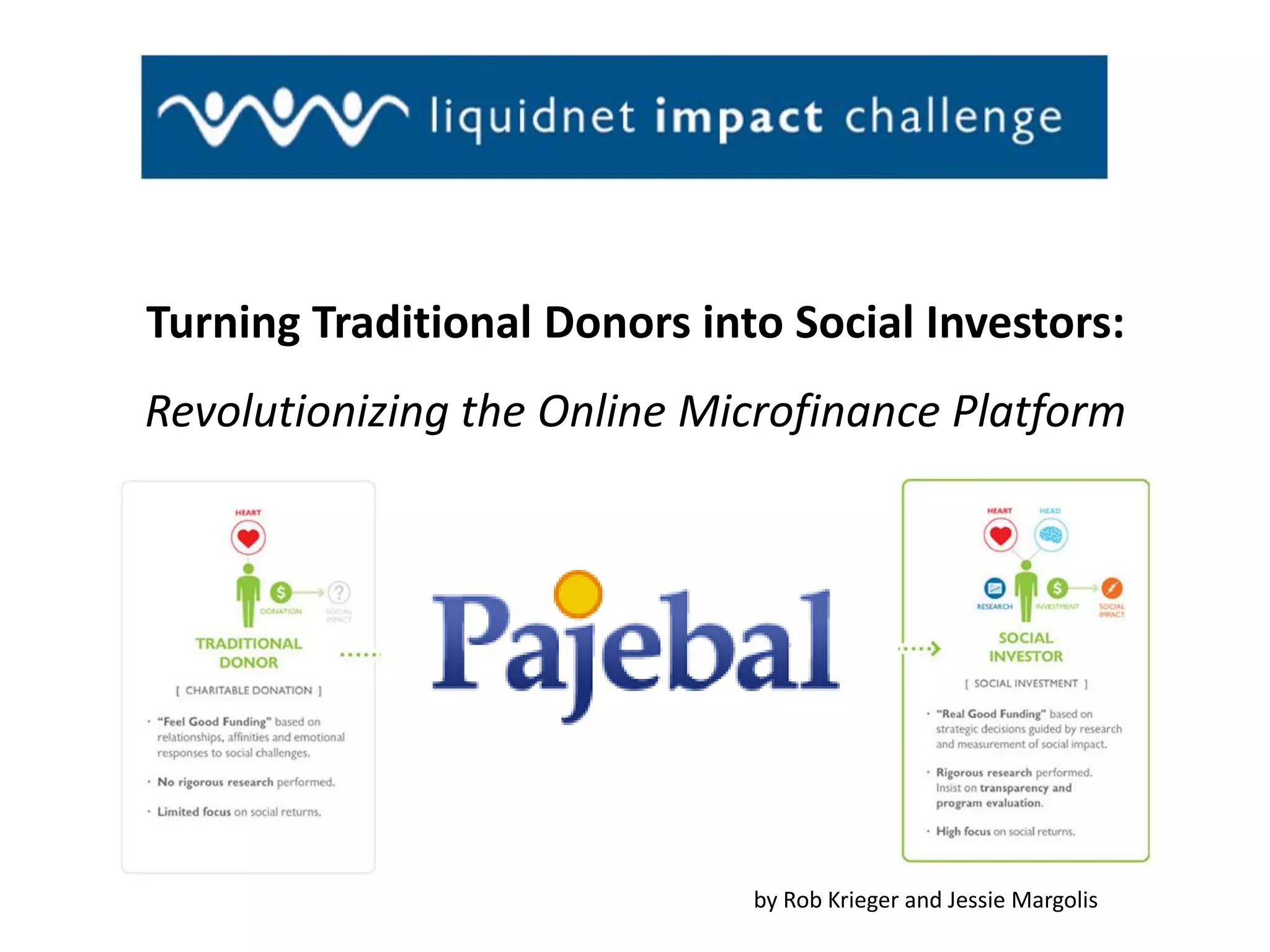 Cover slide of the Pajebal pitch deck — Nonprofit / Early Stage