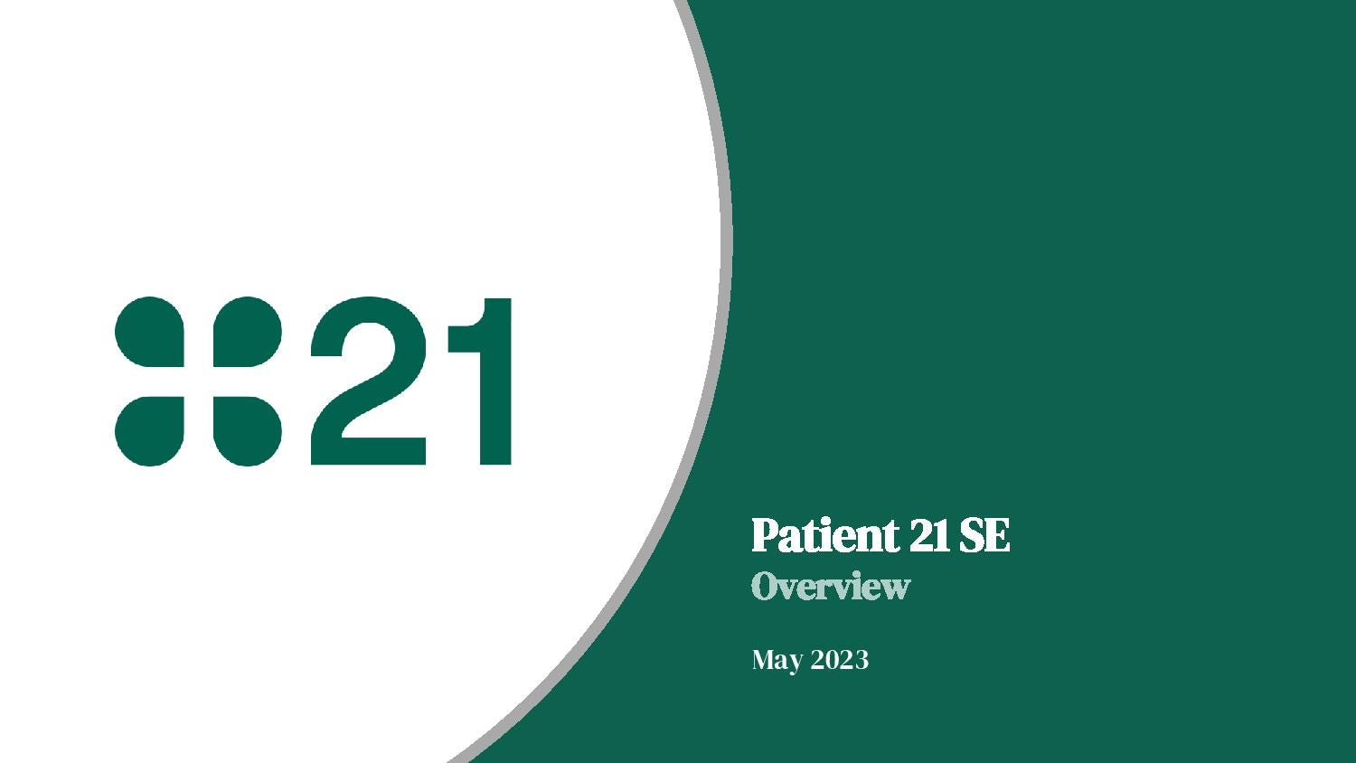 Cover slide of the Patient21 pitch deck — Series C 2024