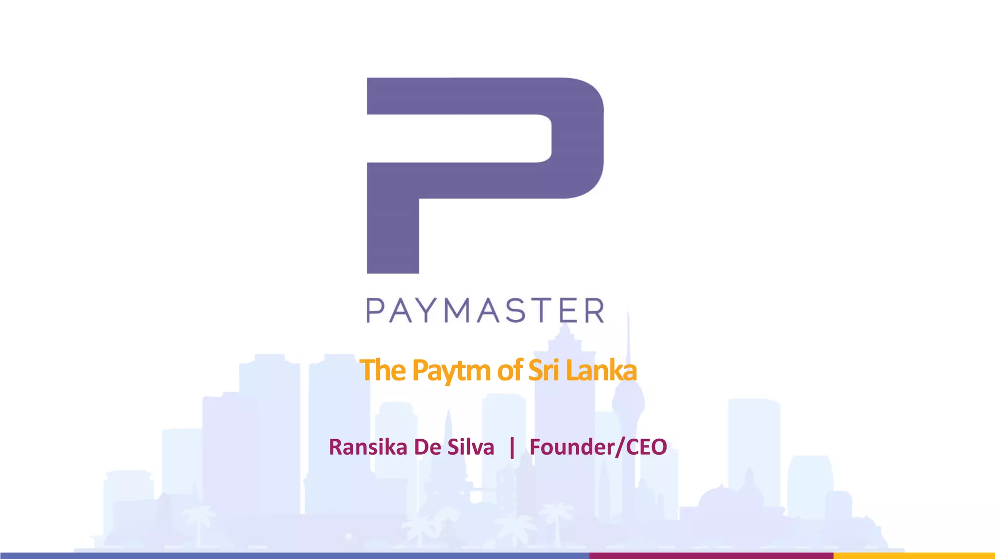 Cover slide of the PayMaster Plus pitch deck — Seed Plus 2021
