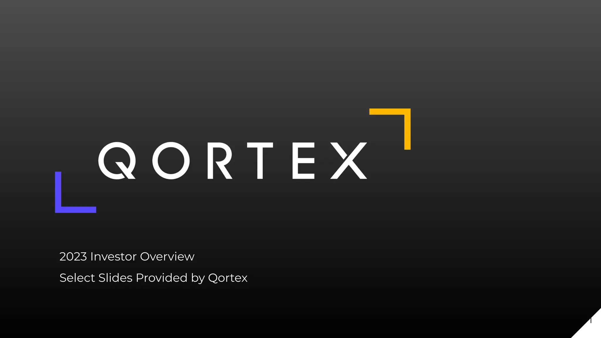 Cover slide of the Qortex pitch deck — Seed 2023