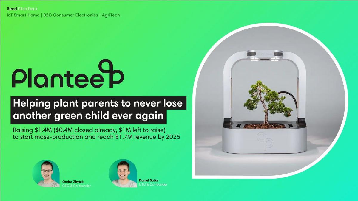Cover slide of the Plantee Innovations pitch deck — Seed 2024