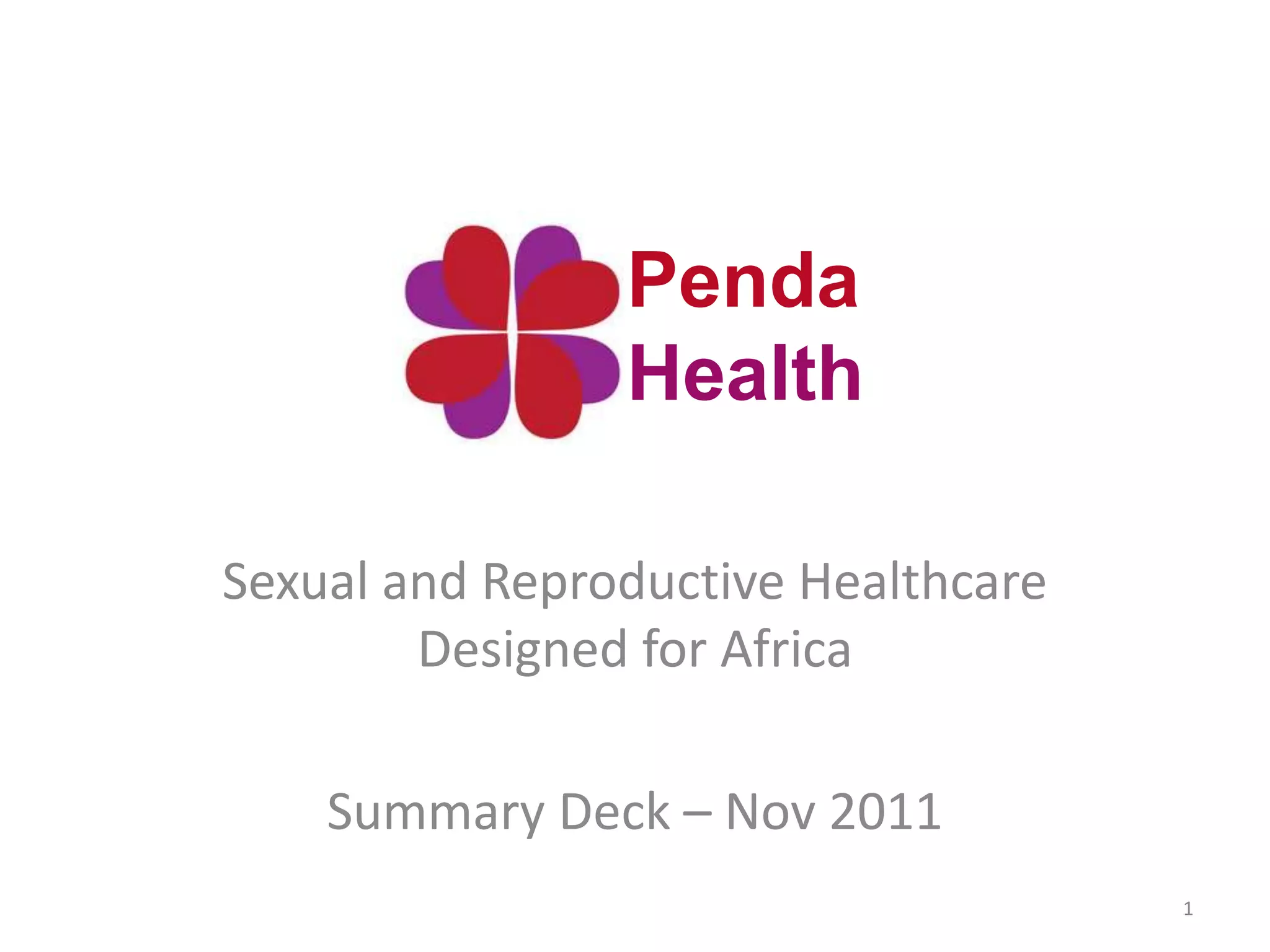 Cover slide of the Penda Health pitch deck — Seed 2011