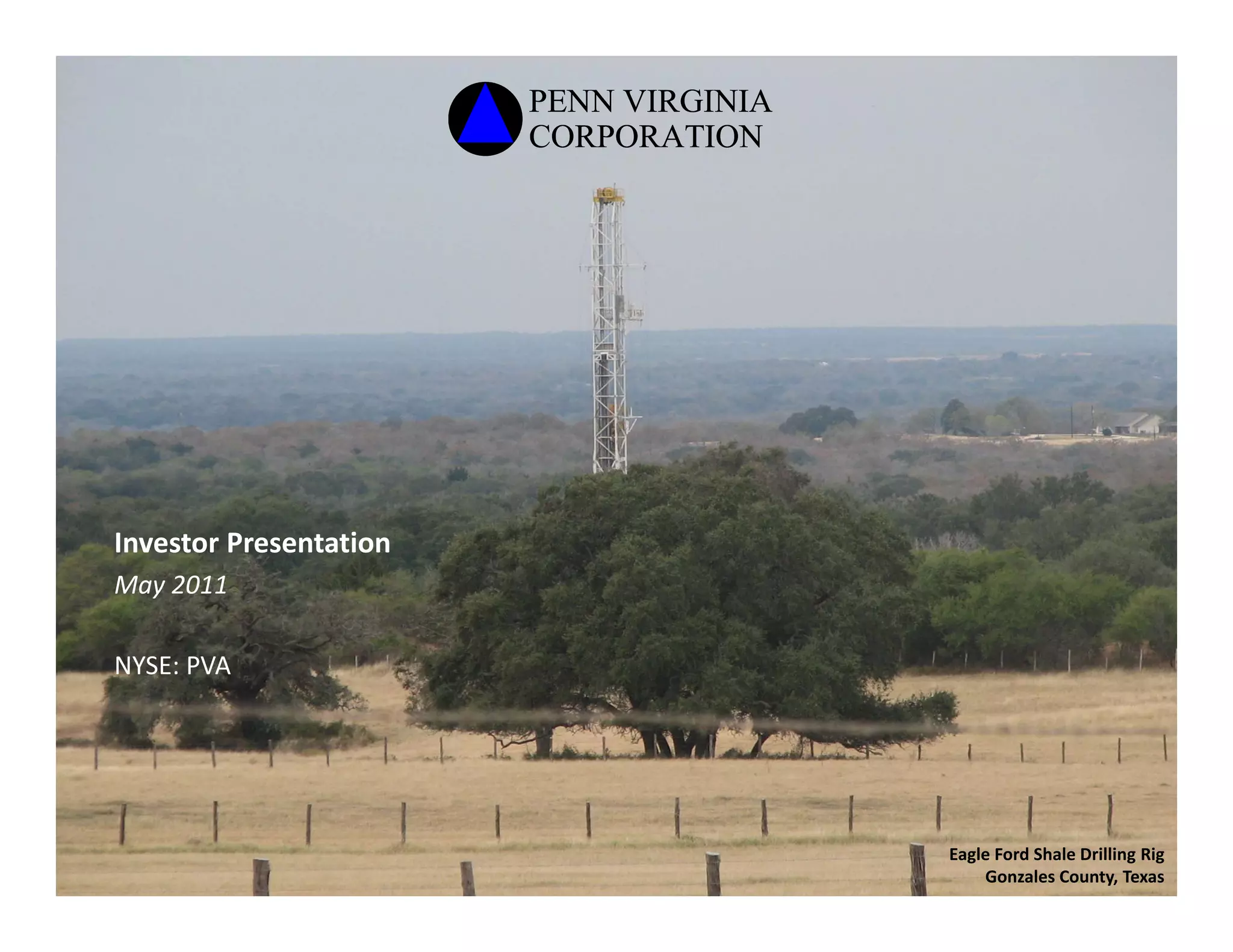 Cover slide of the Penn Virginia Corporation pitch deck — Public (NYSE: PVA) 2011