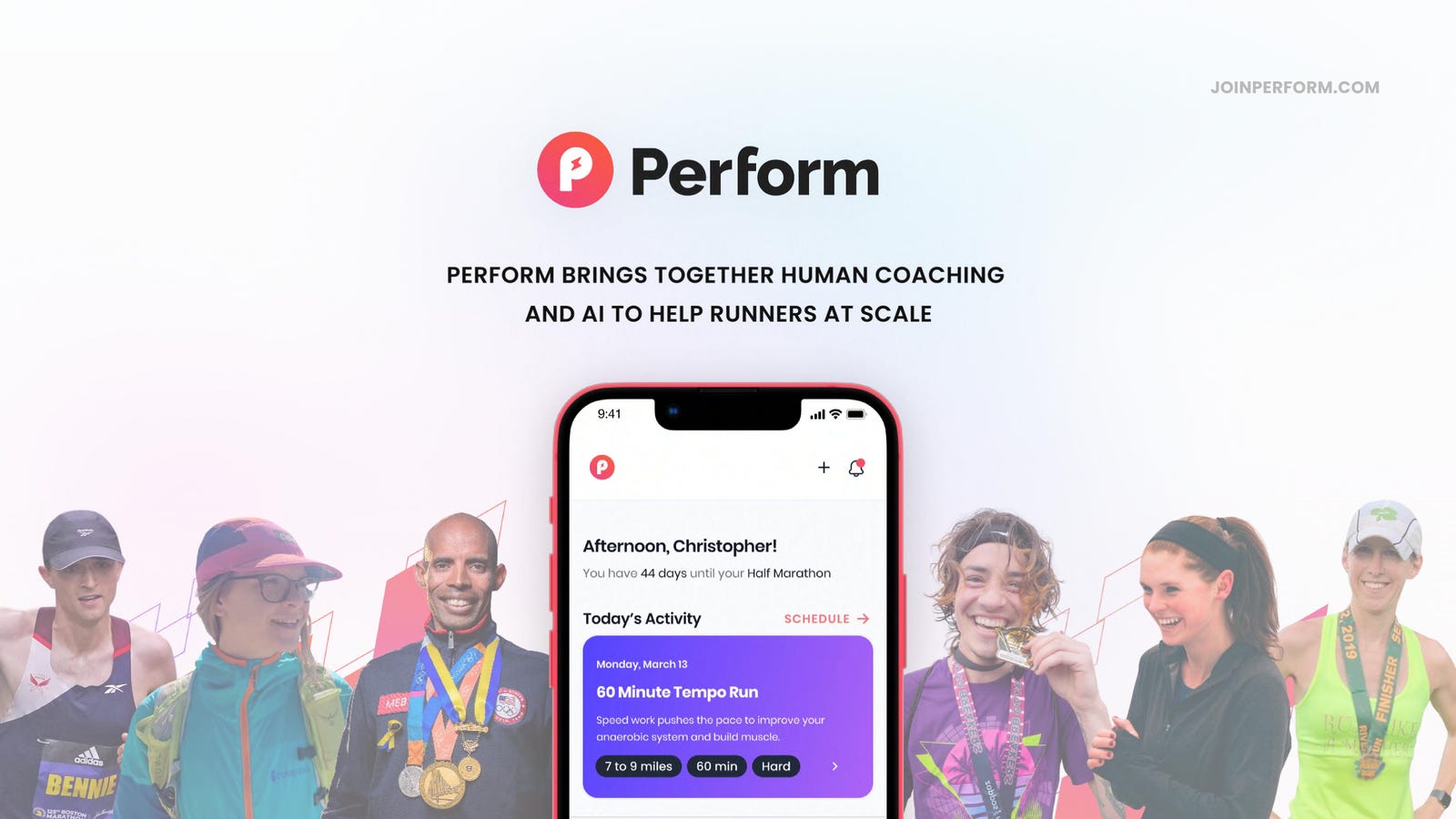 Cover slide of the Perform pitch deck — Pre-seed 2024