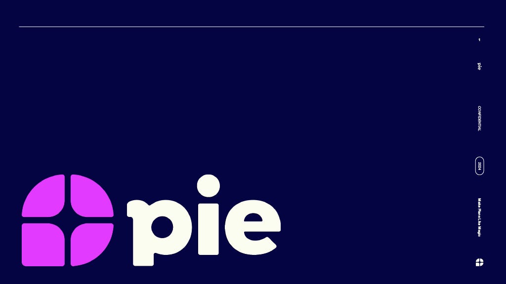 Cover slide of the Pie pitch deck — Series A 2024
