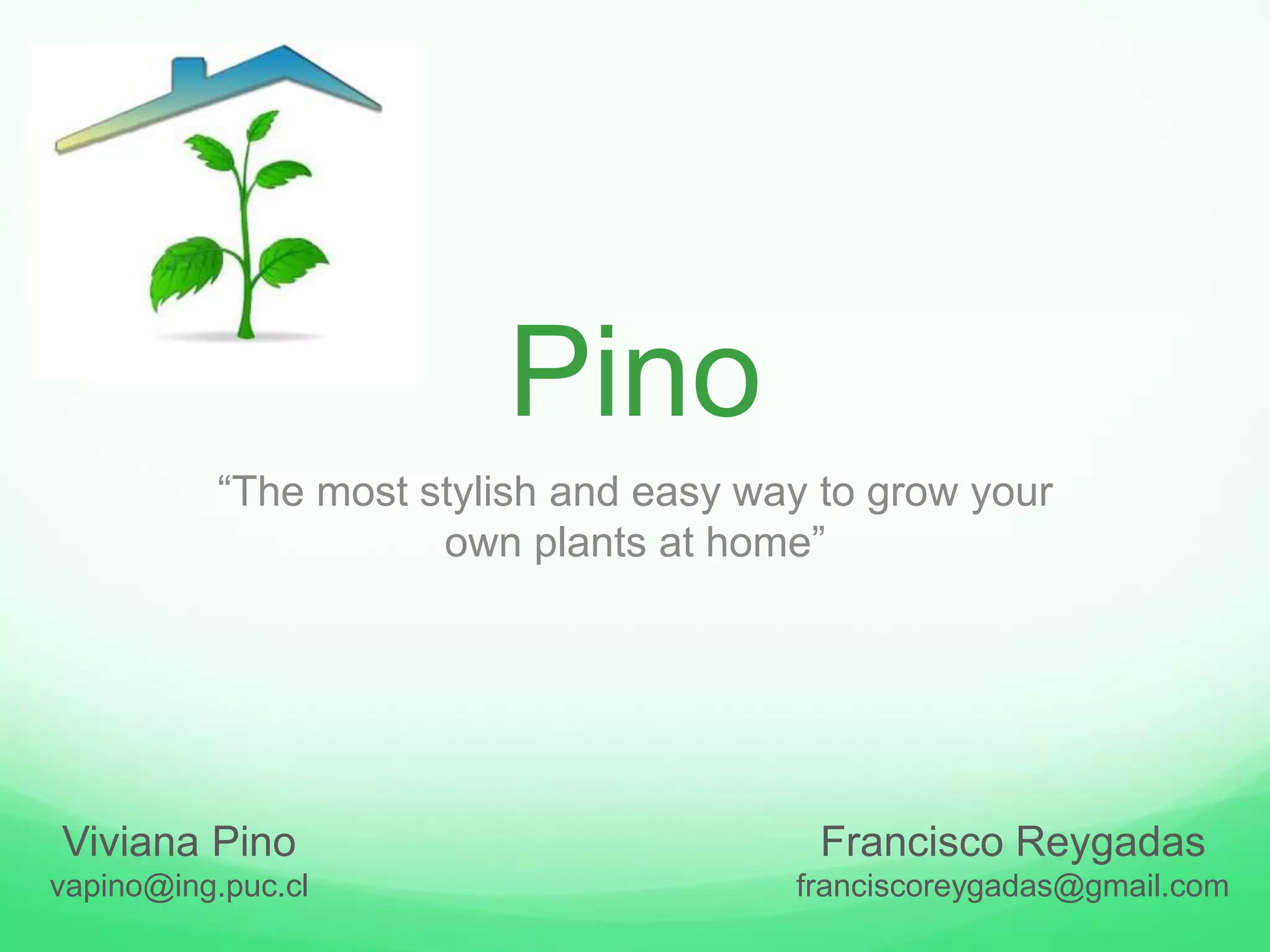 Cover slide of the Pino pitch deck — Pre-Seed / Concept