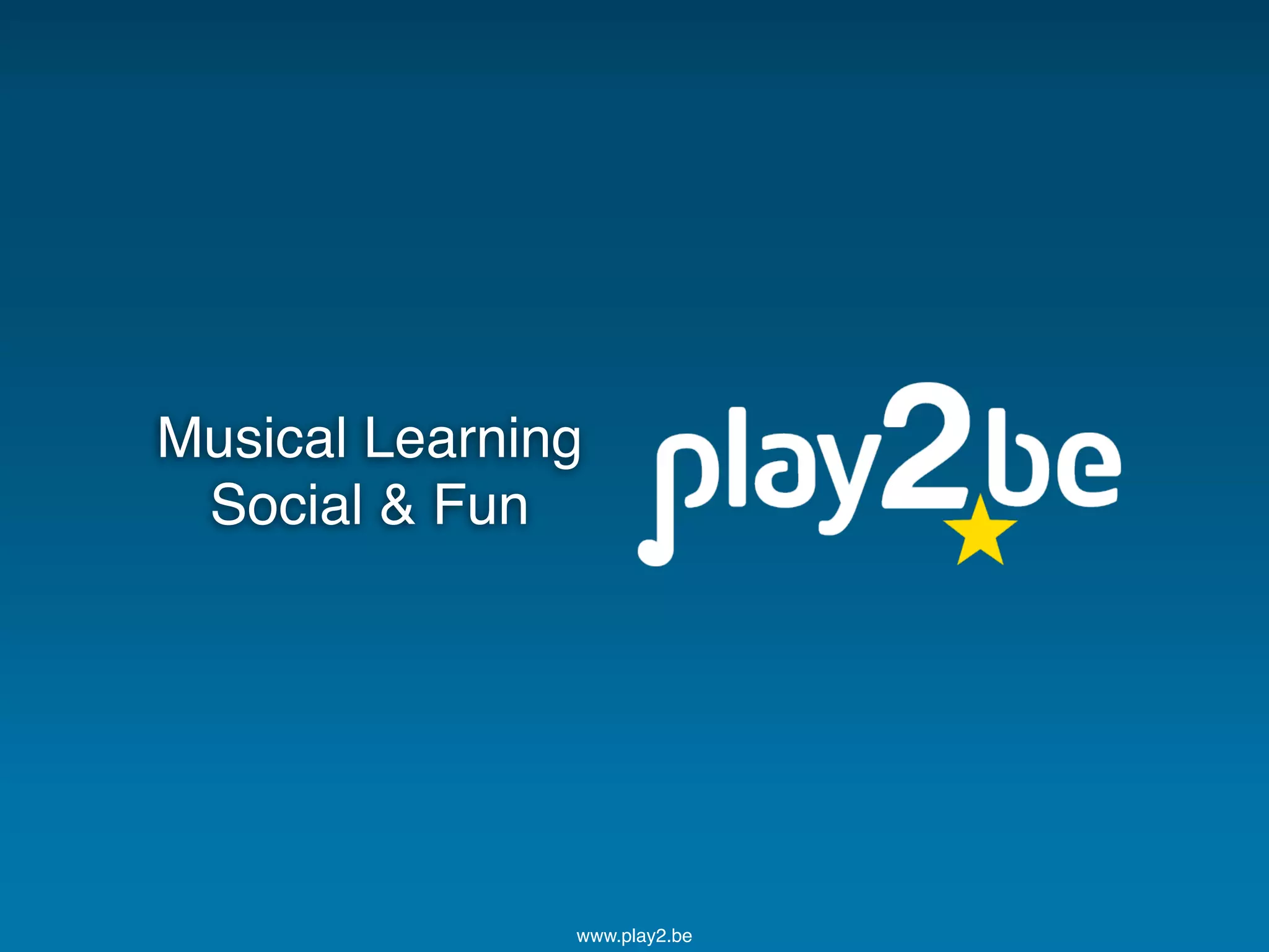 Cover slide of the Play2be pitch deck — Pre-seed / Seed 2012