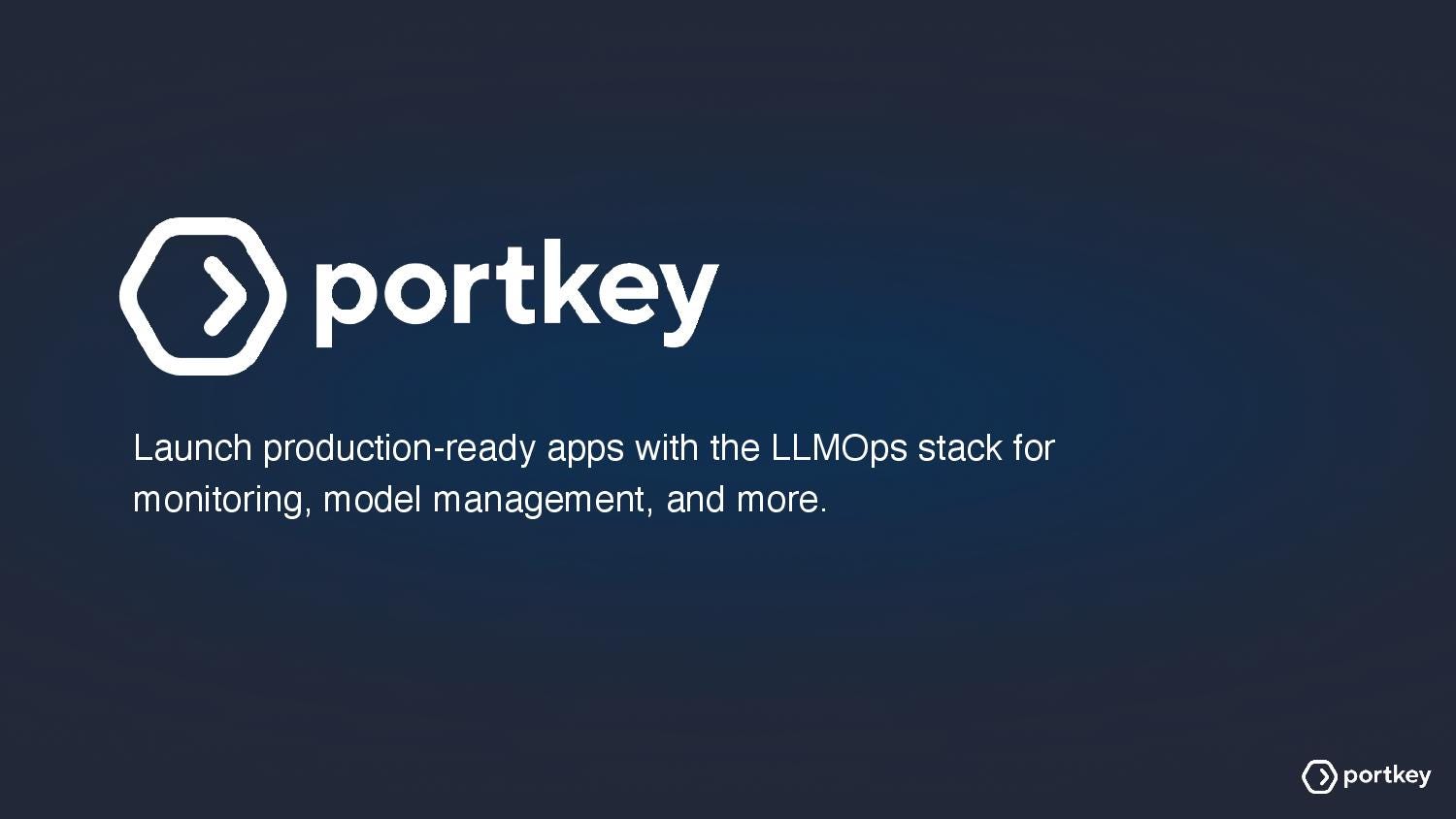 Cover slide of the Portkey.ai pitch deck — Seed 2024