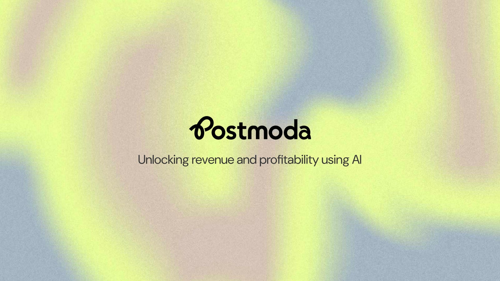 Cover slide of the Postmoda pitch deck — Seed 2023