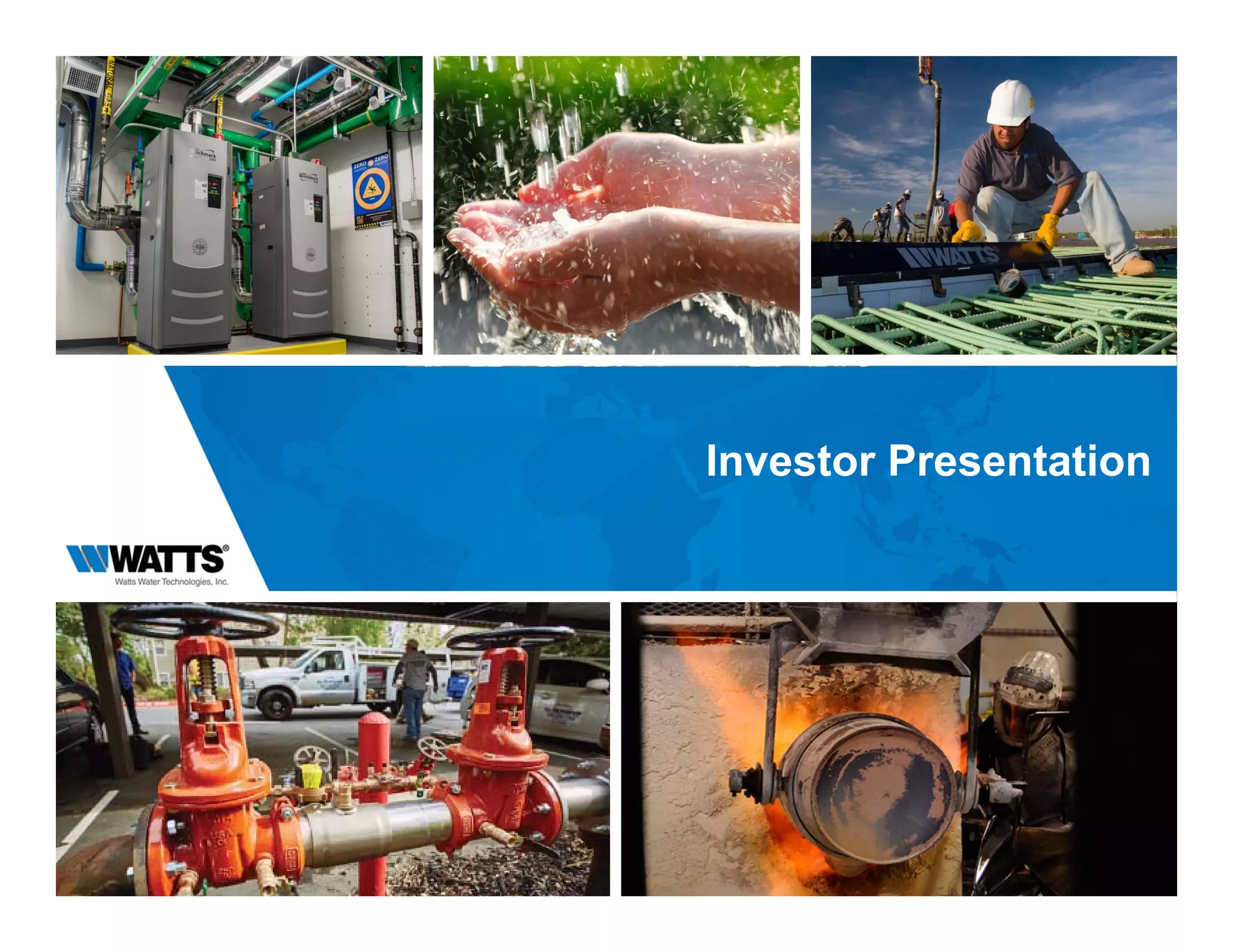 Cover slide of the Watts Water Technologies, Inc. pitch deck — Public (NYSE: WTS) 2016