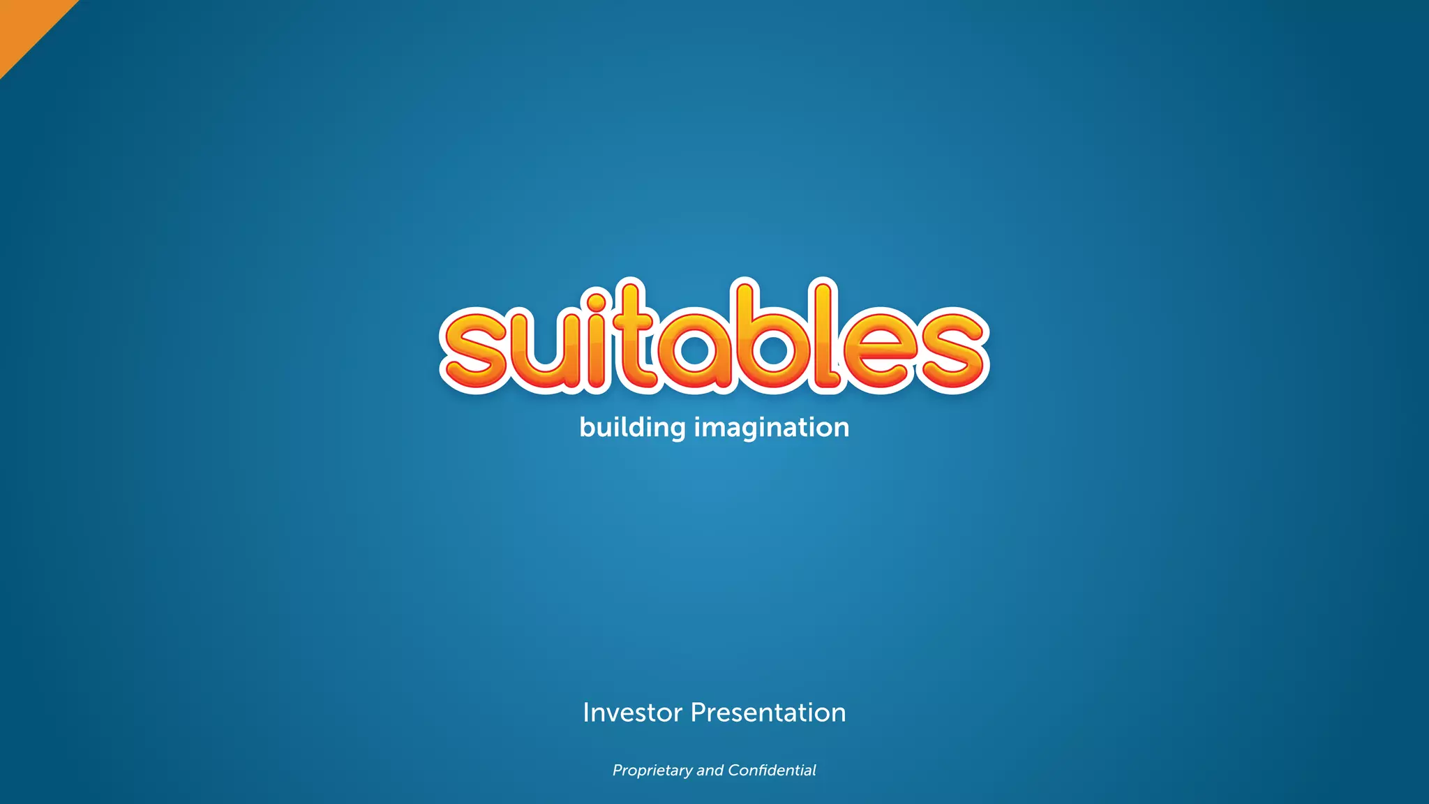 Cover slide of the Suitables (Product Costumes) pitch deck — 2014