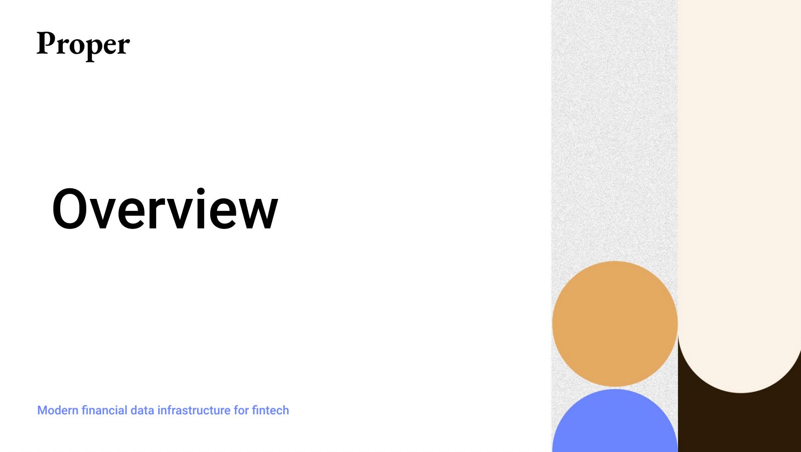 Cover slide of the Proper Finance pitch deck — Seed 2023