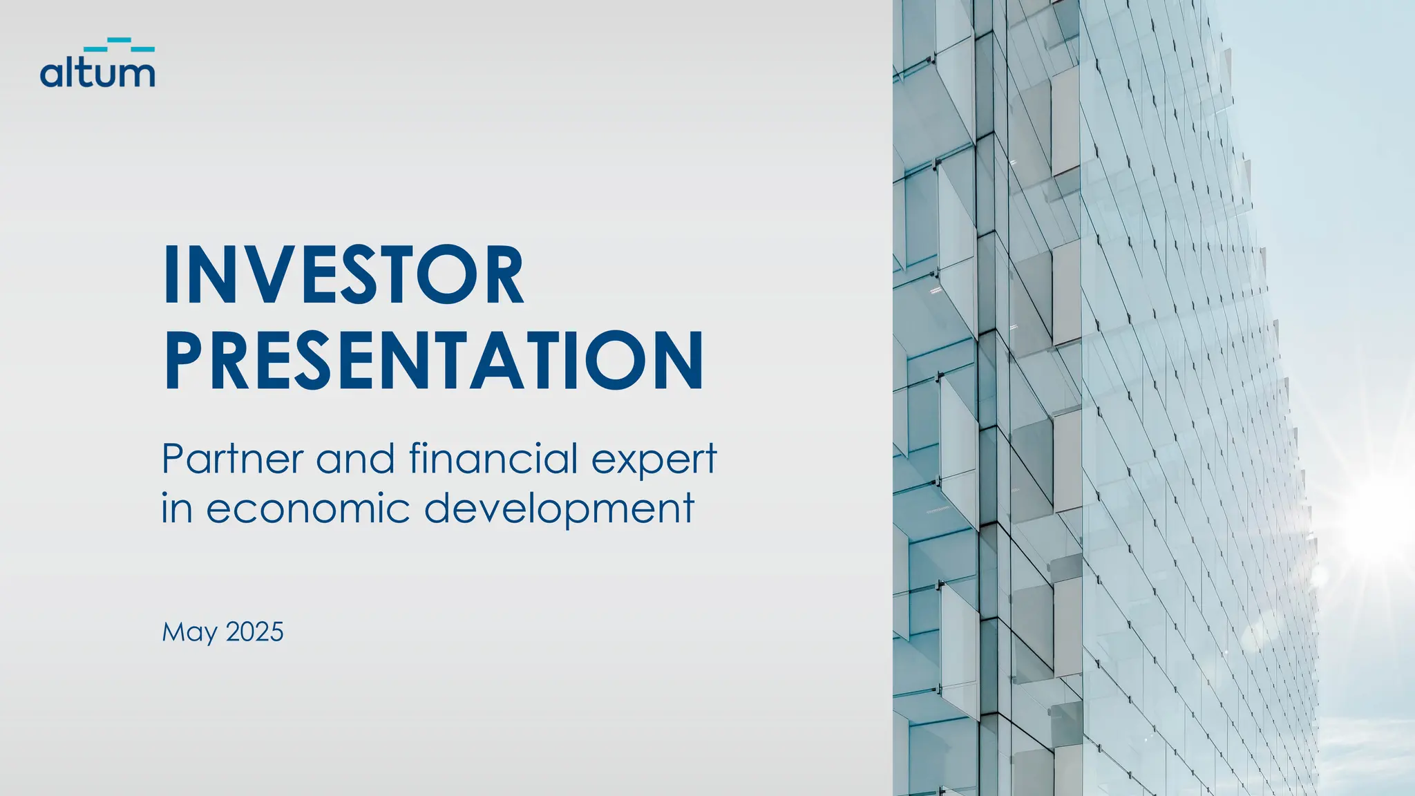Cover slide of the Altum (JSC Development Finance Institution ALTUM) pitch deck — Debt Issuance (Public) 2025