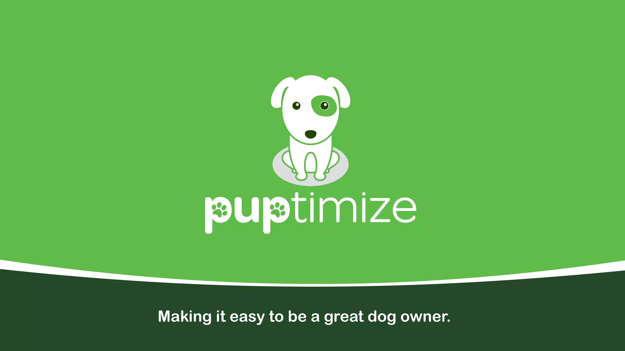 Cover slide of the Puptimize pitch deck — Seed 2017
