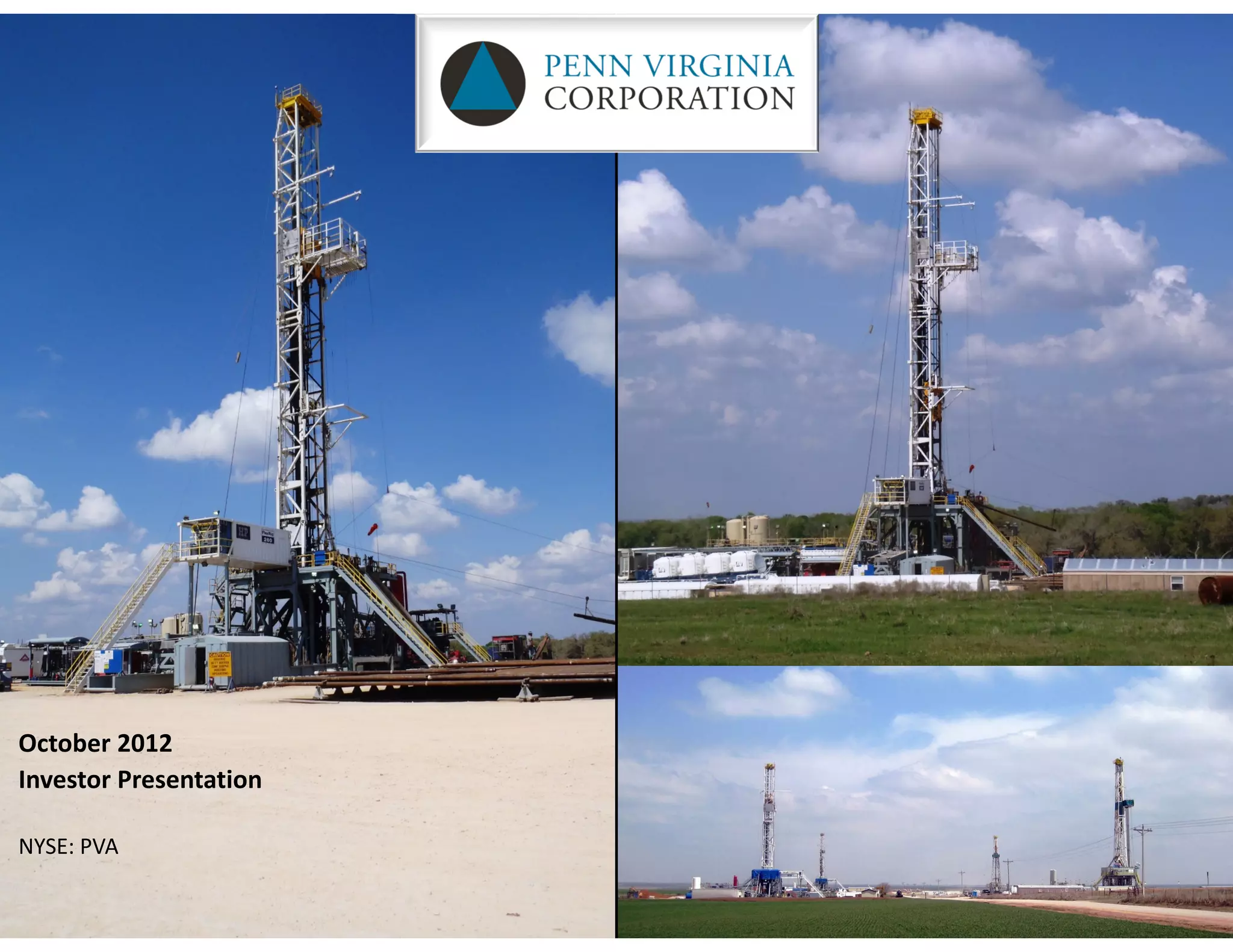 Cover slide of the Penn Virginia Corporation (PVA) pitch deck — Public (NYSE) 2012