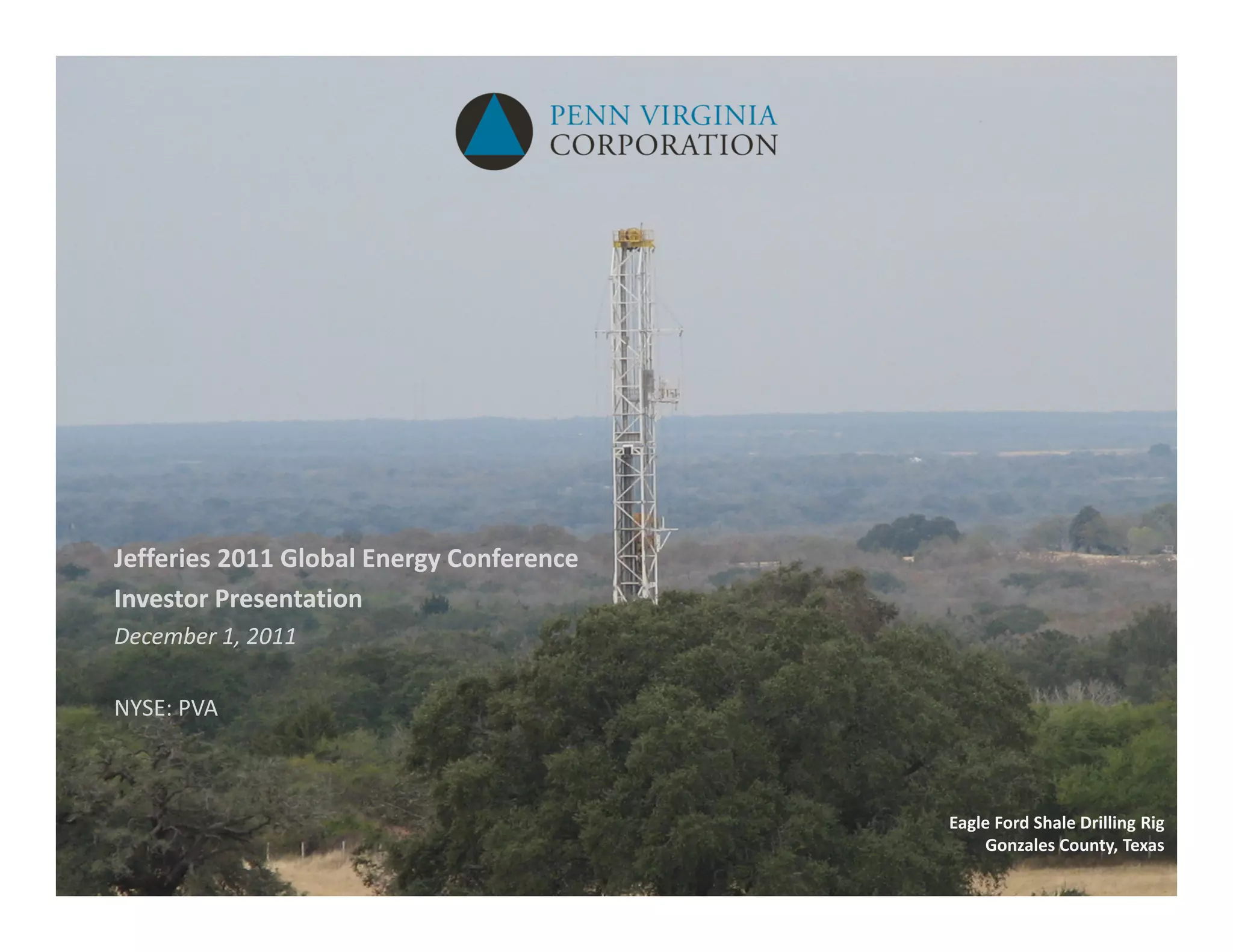 Cover slide of the Penn Virginia Corporation (PVA) pitch deck — Public (NYSE: PVA) 2011