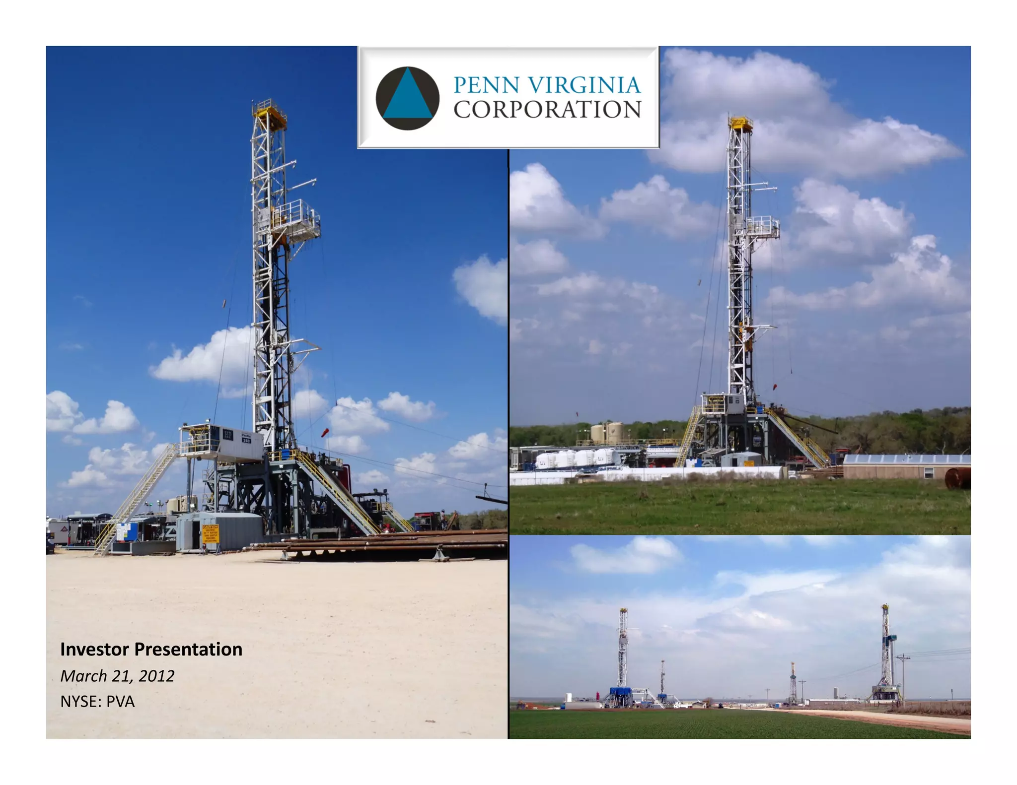 Cover slide of the Penn Virginia Corporation (PVA) pitch deck — Public (NYSE) 2012