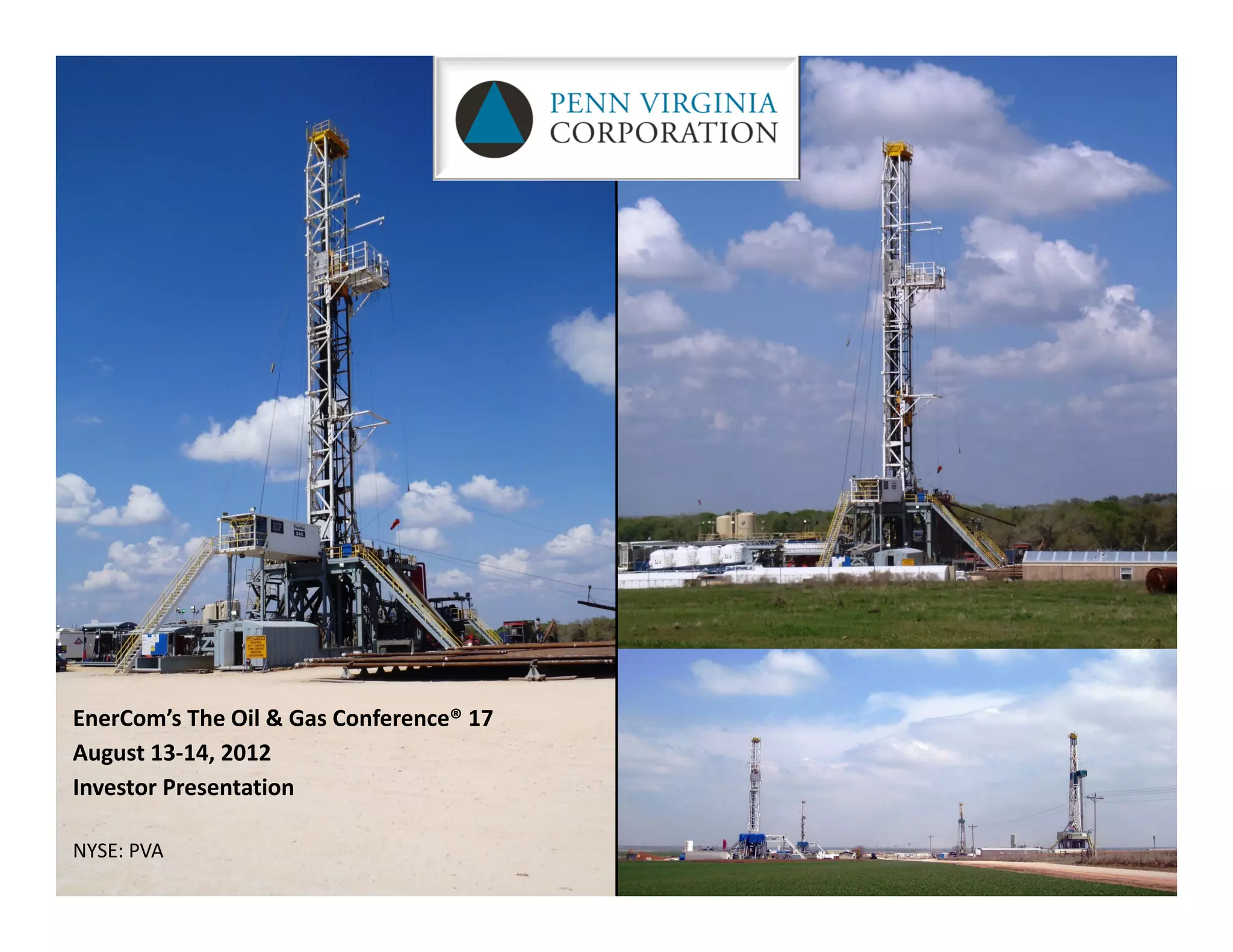 Cover slide of the Penn Virginia Corporation (PVA) pitch deck — Public (NYSE) 2012