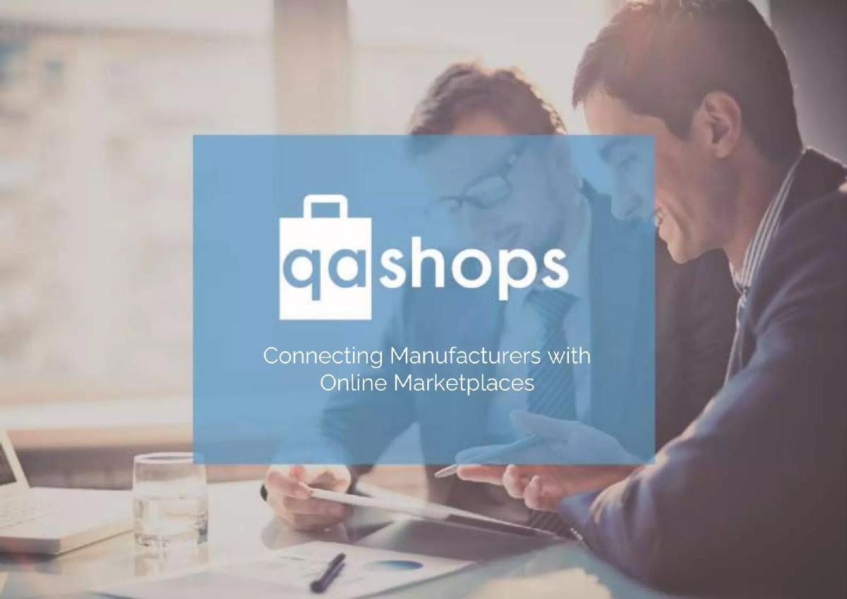 Cover slide of the Qashops pitch deck