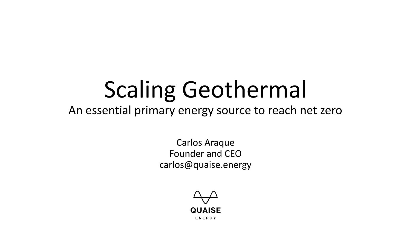 Cover slide of the Quaise Energy pitch deck — Series A 2022