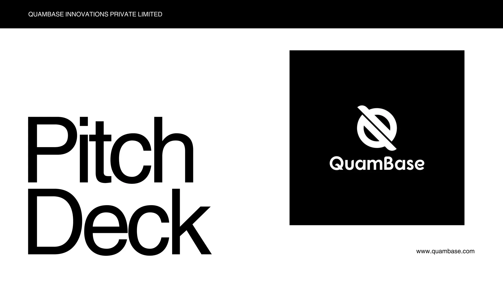 Cover slide of the Quambase Innovations Private Limited pitch deck — 2024