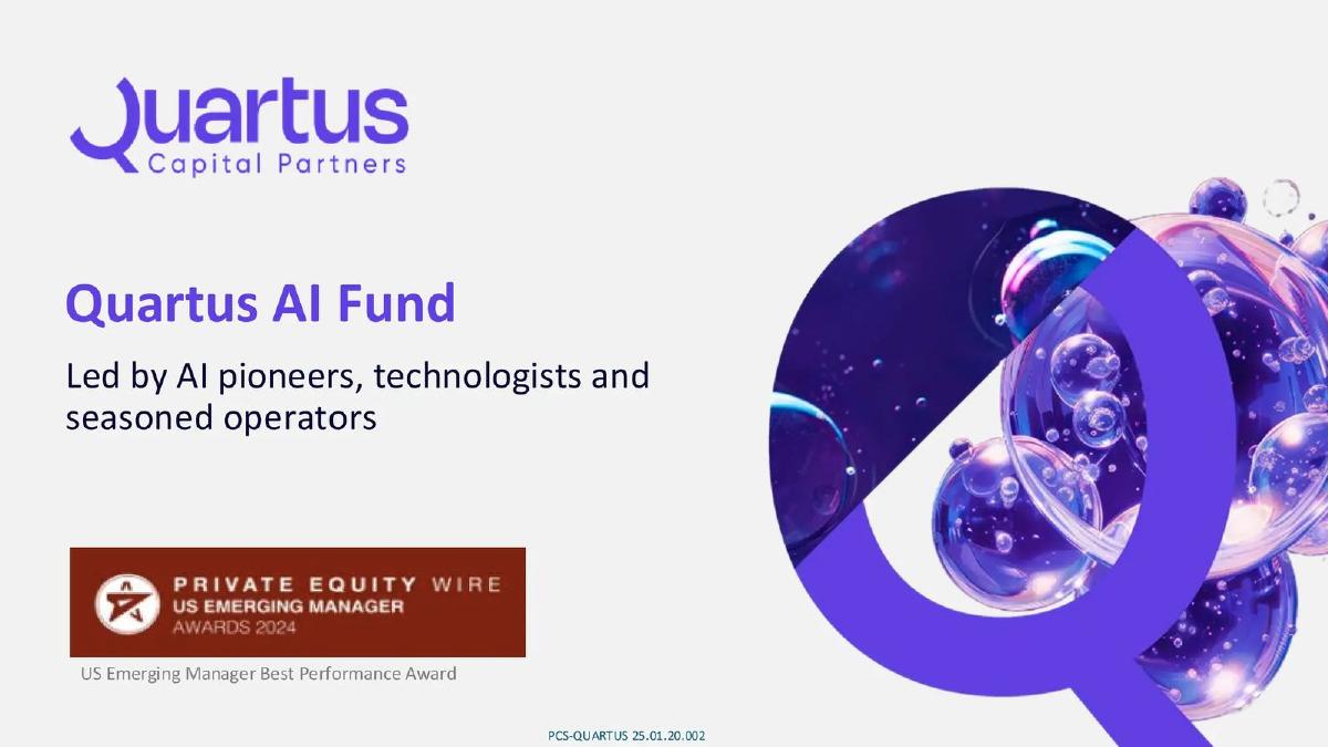 Cover slide of the Quartus Capital Partners pitch deck