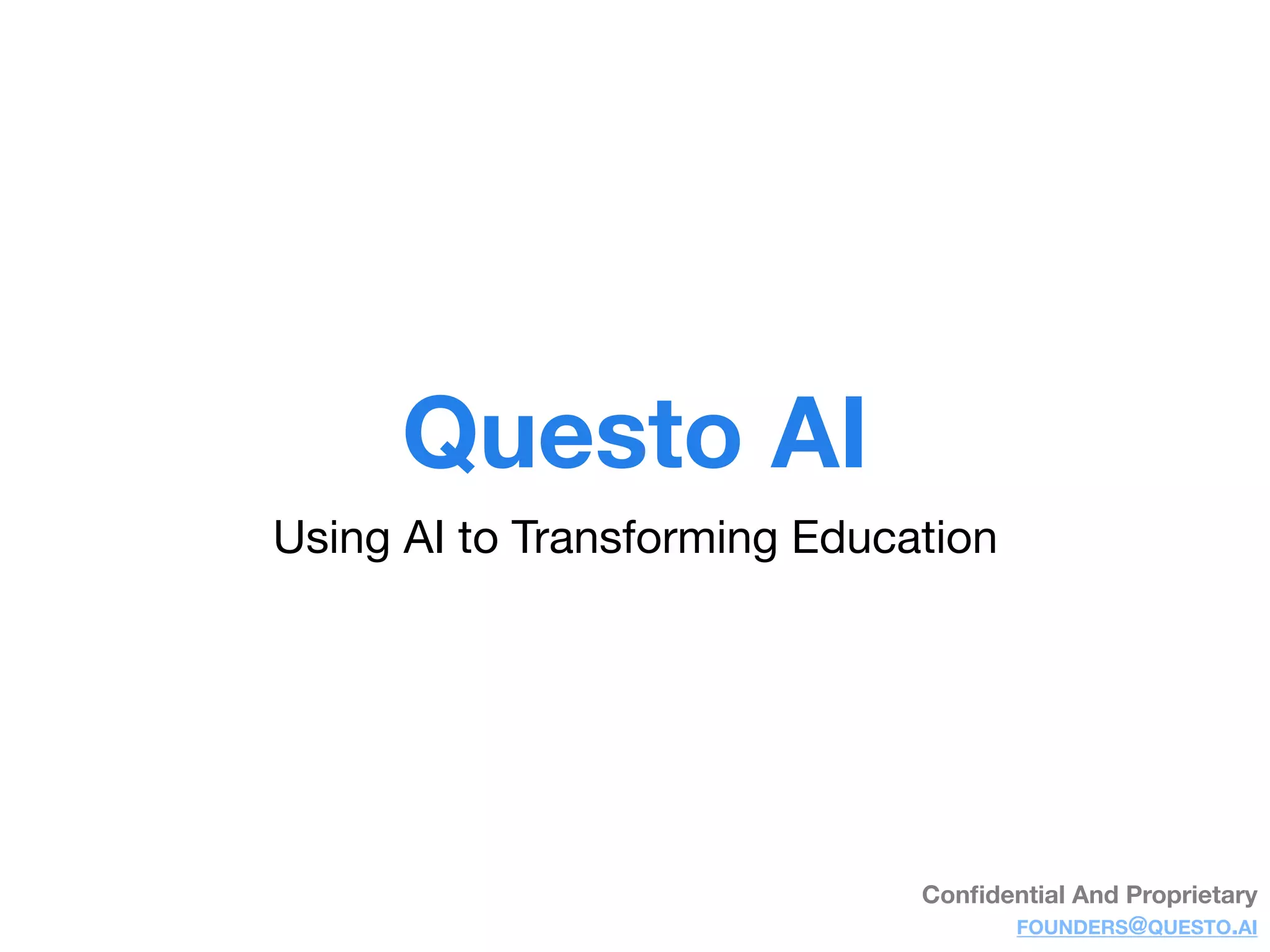 Cover slide of the Questo AI Pitch Deck Teardown pitch deck