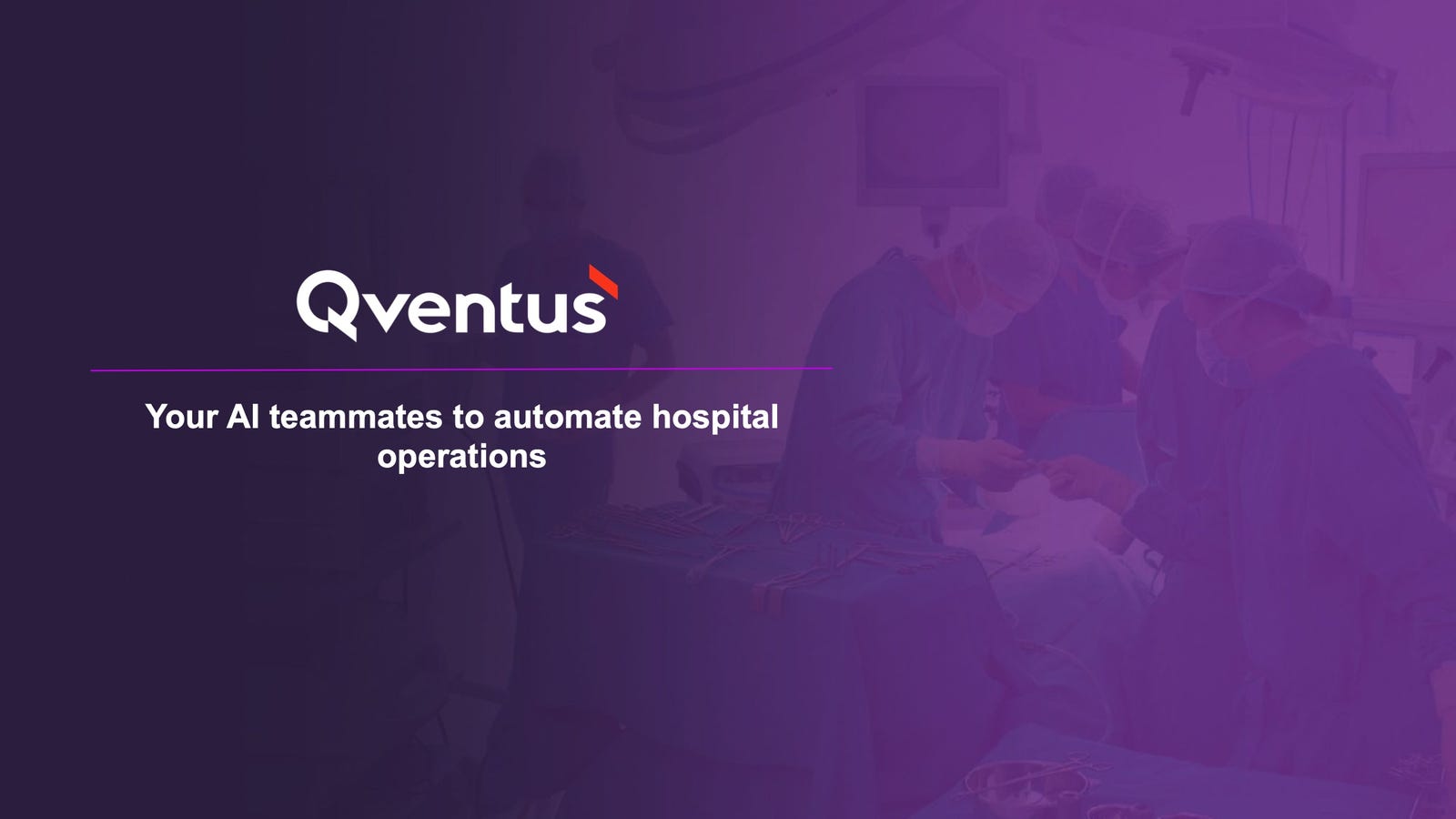 Cover slide of the Qventus pitch deck — Series D 2024