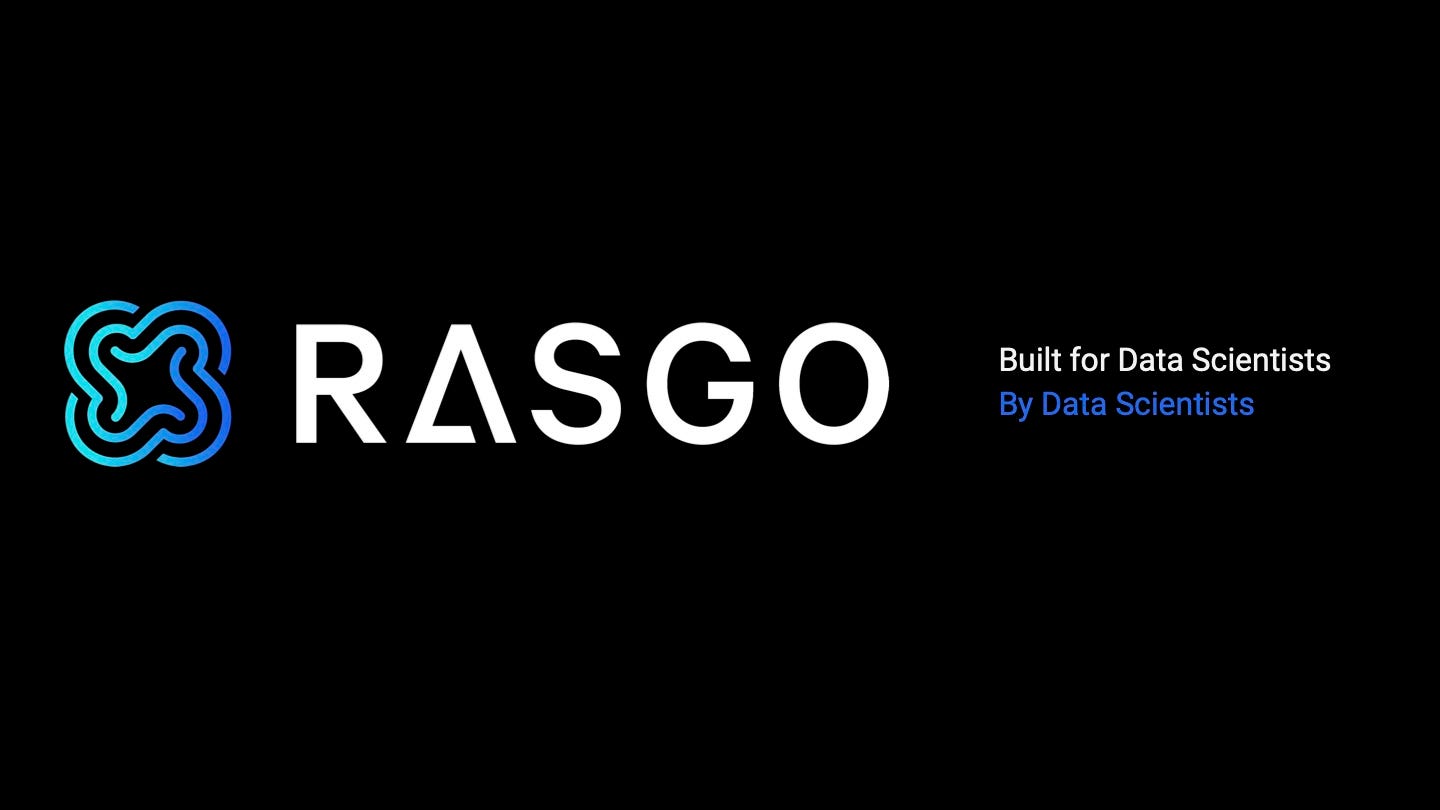 Cover slide of the Rasgo Intelligence pitch deck — Series A 2021