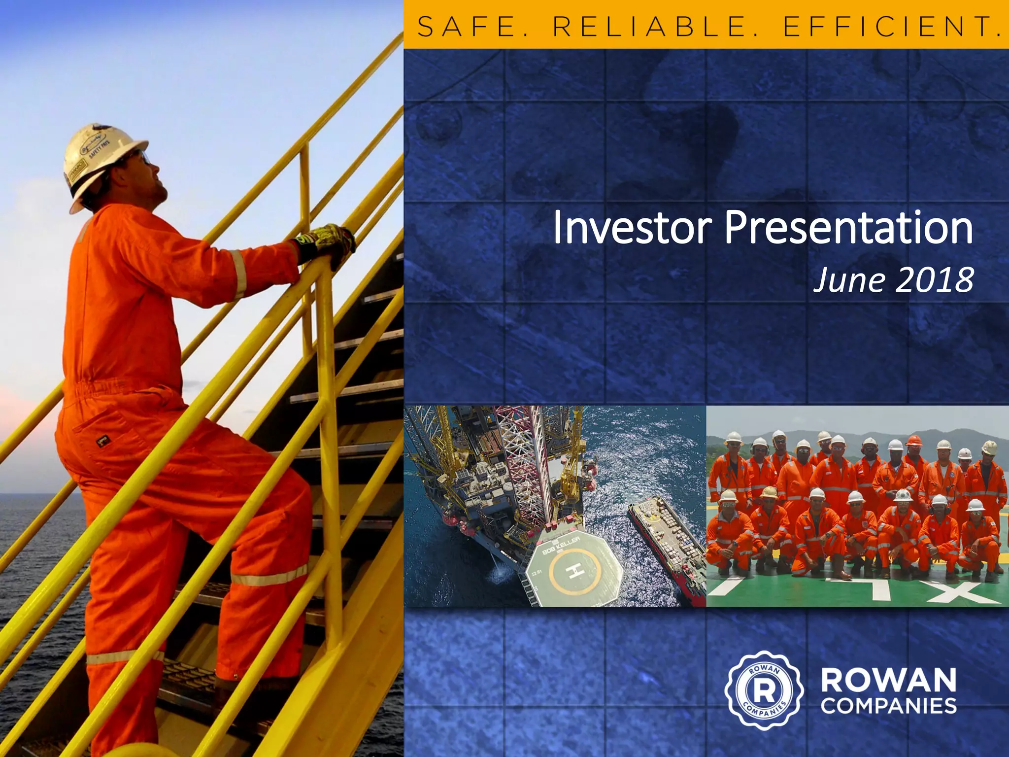 Cover slide of the Rowan Companies (RDC) pitch deck — 2018