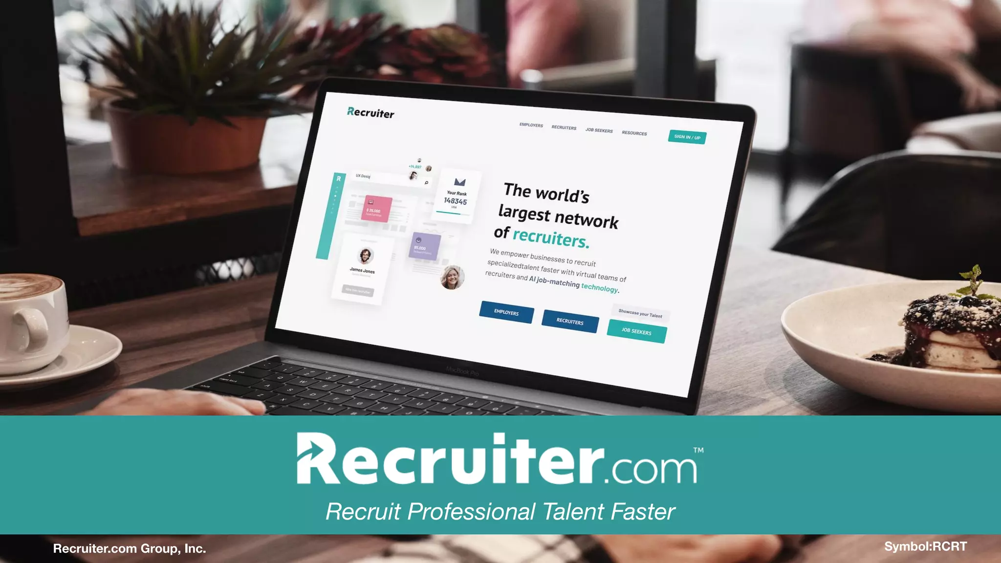 Cover slide of the Recruiter.com Group, Inc. pitch deck — Public (RCRT) 2020