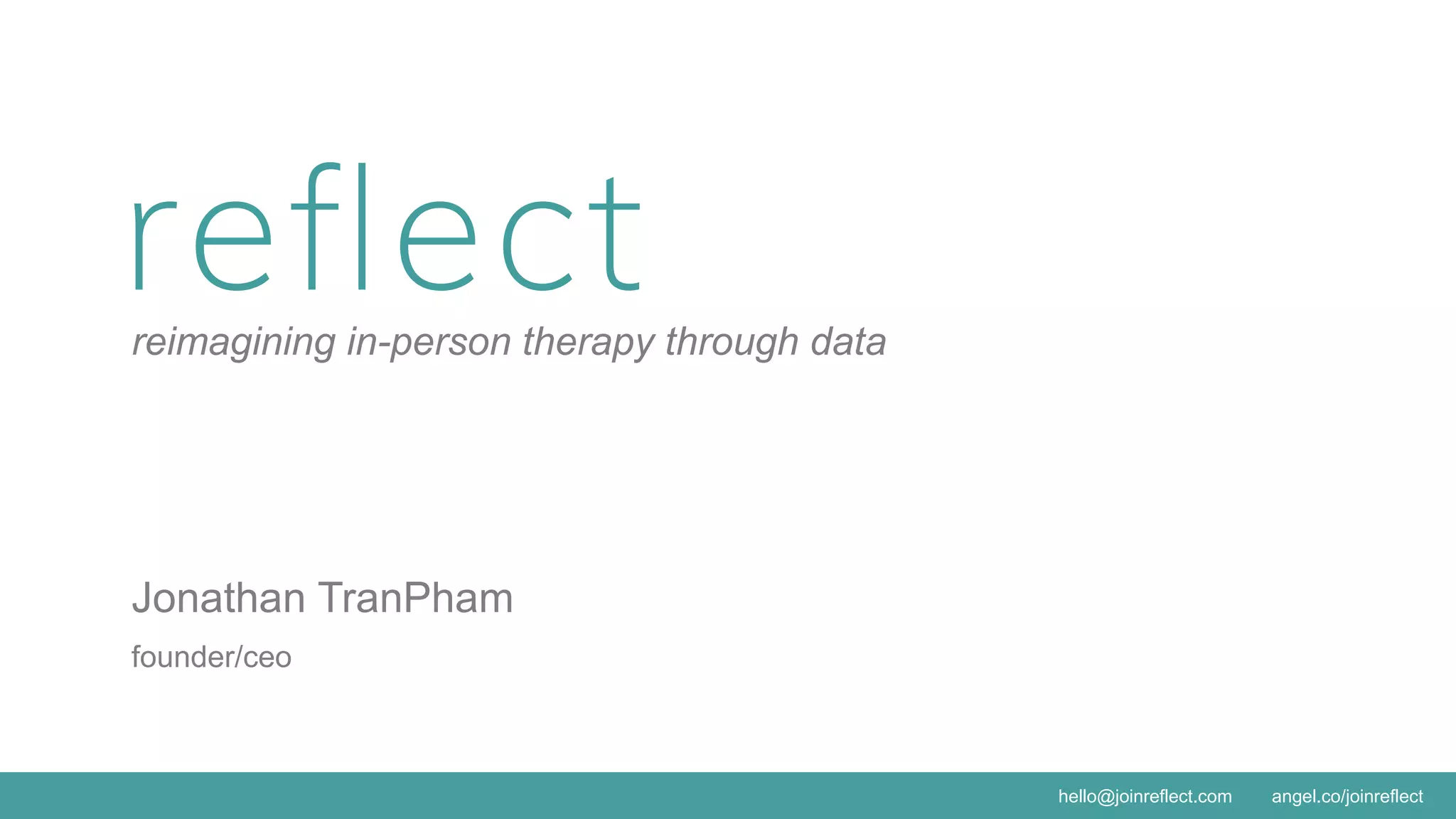 Cover slide of the Reflect pitch deck