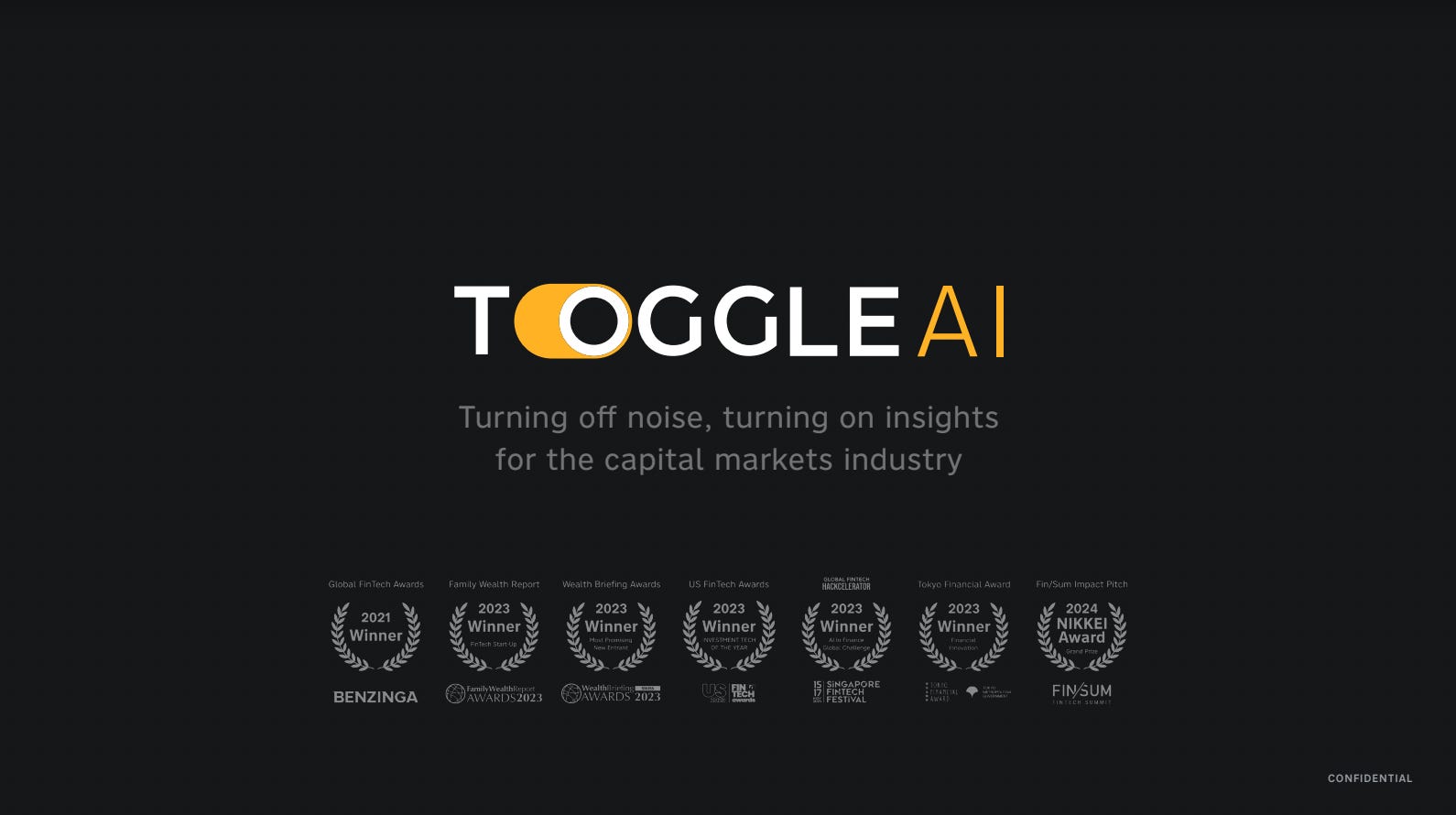 Cover slide of the Reflexivity (formerly Toggle AI) pitch deck — Series B 2023