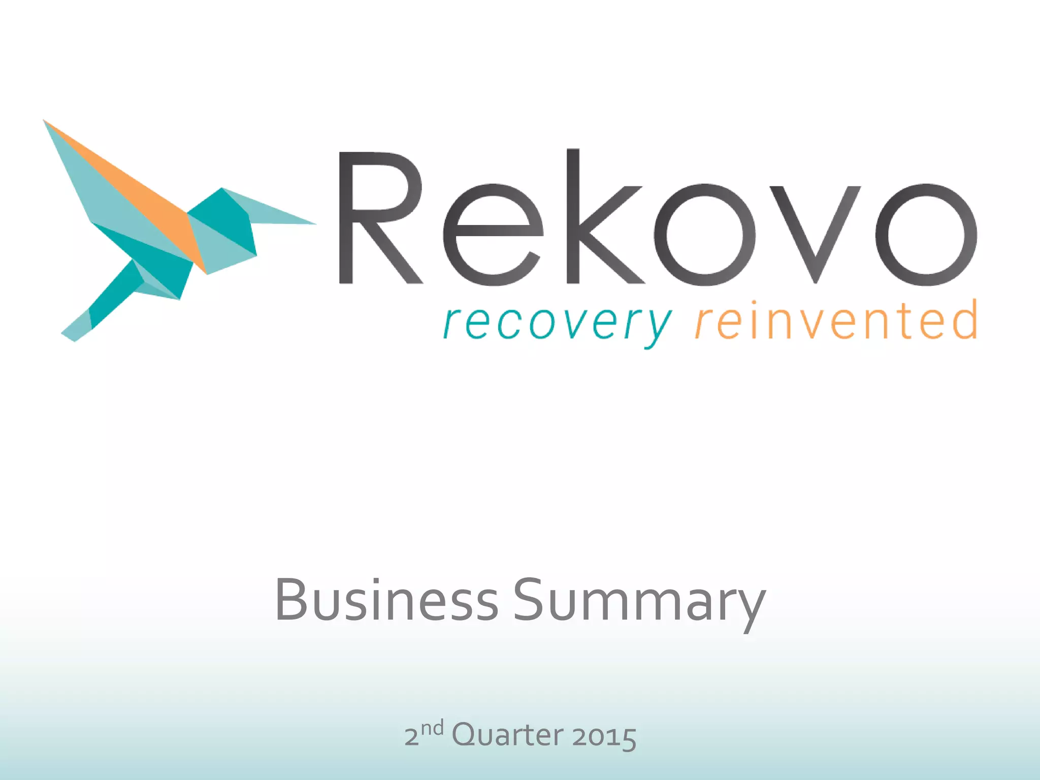 Cover slide of the Rekovo pitch deck — Unknown (Q2 2015) 2015