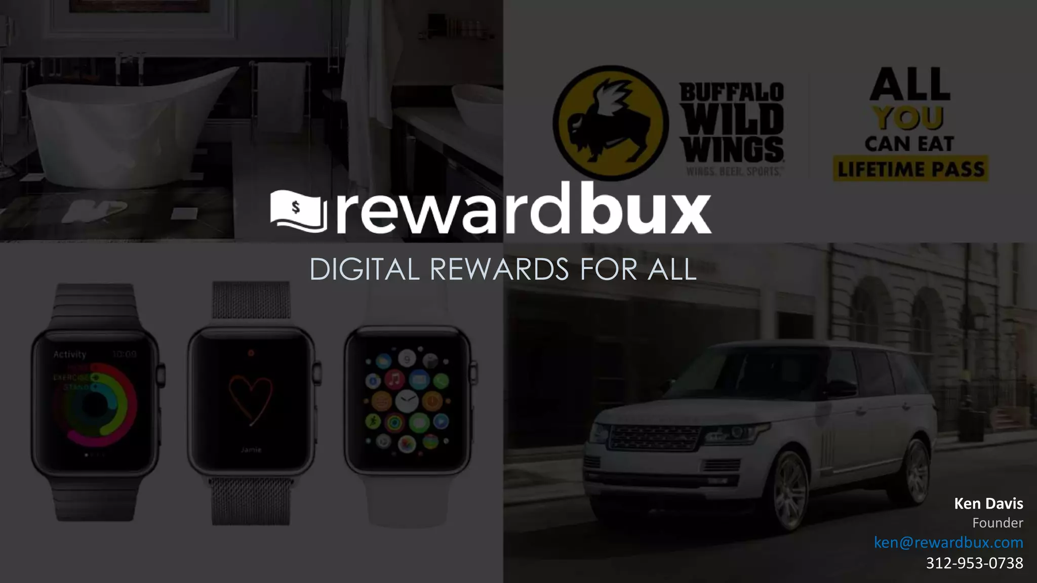 Cover slide of the RewardBux pitch deck — Seed 2015
