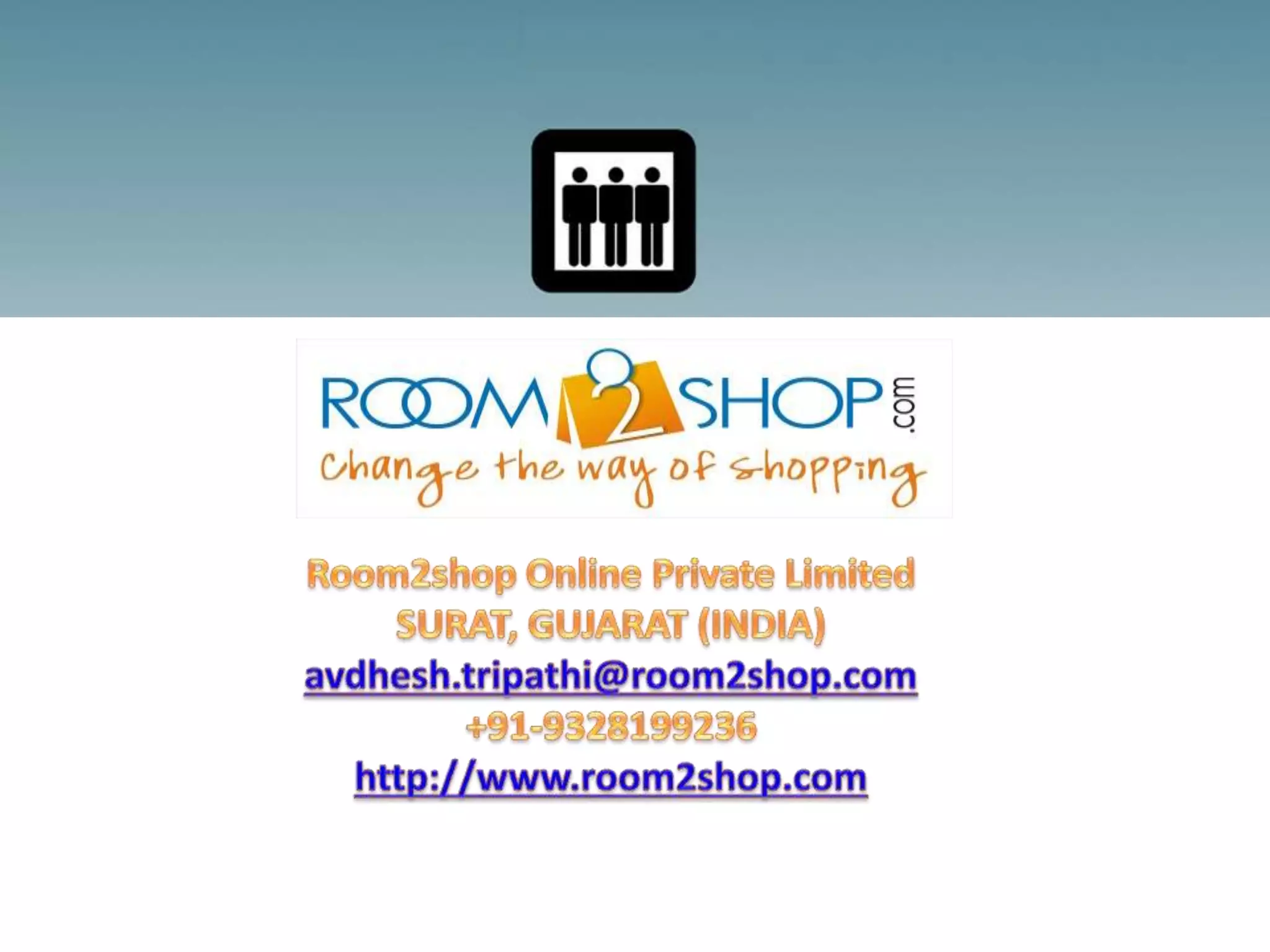Cover slide of the Room2shop Pitch Deck Teardown pitch deck