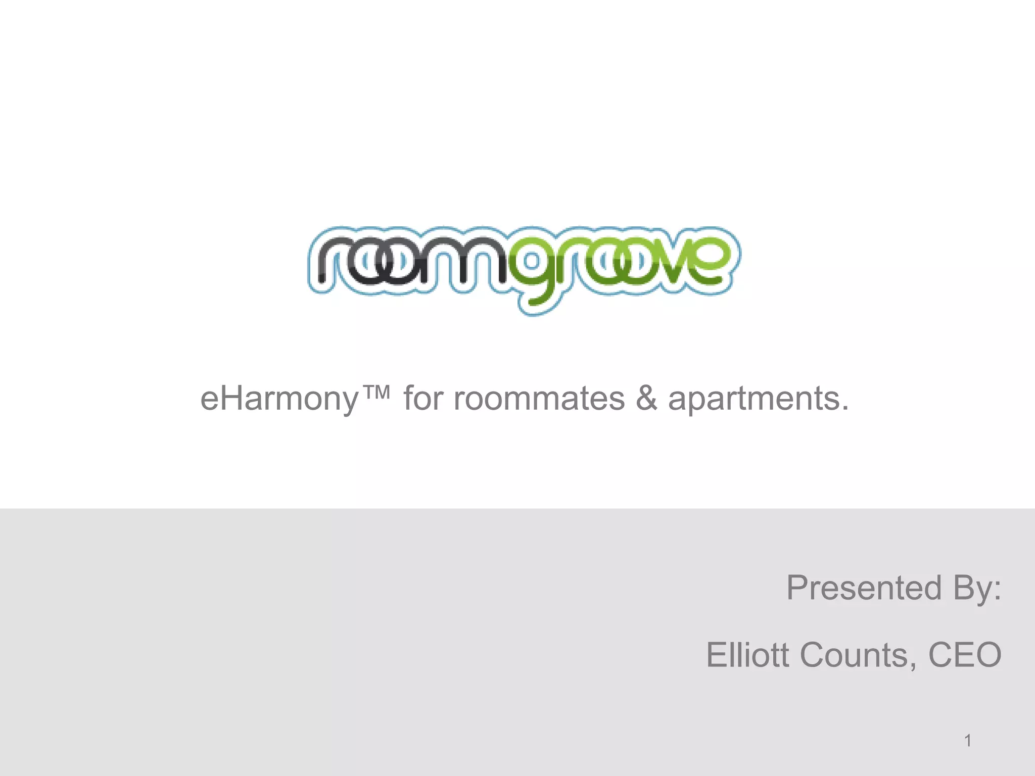 Cover slide of the Roomgroove pitch deck — Seed / Angel