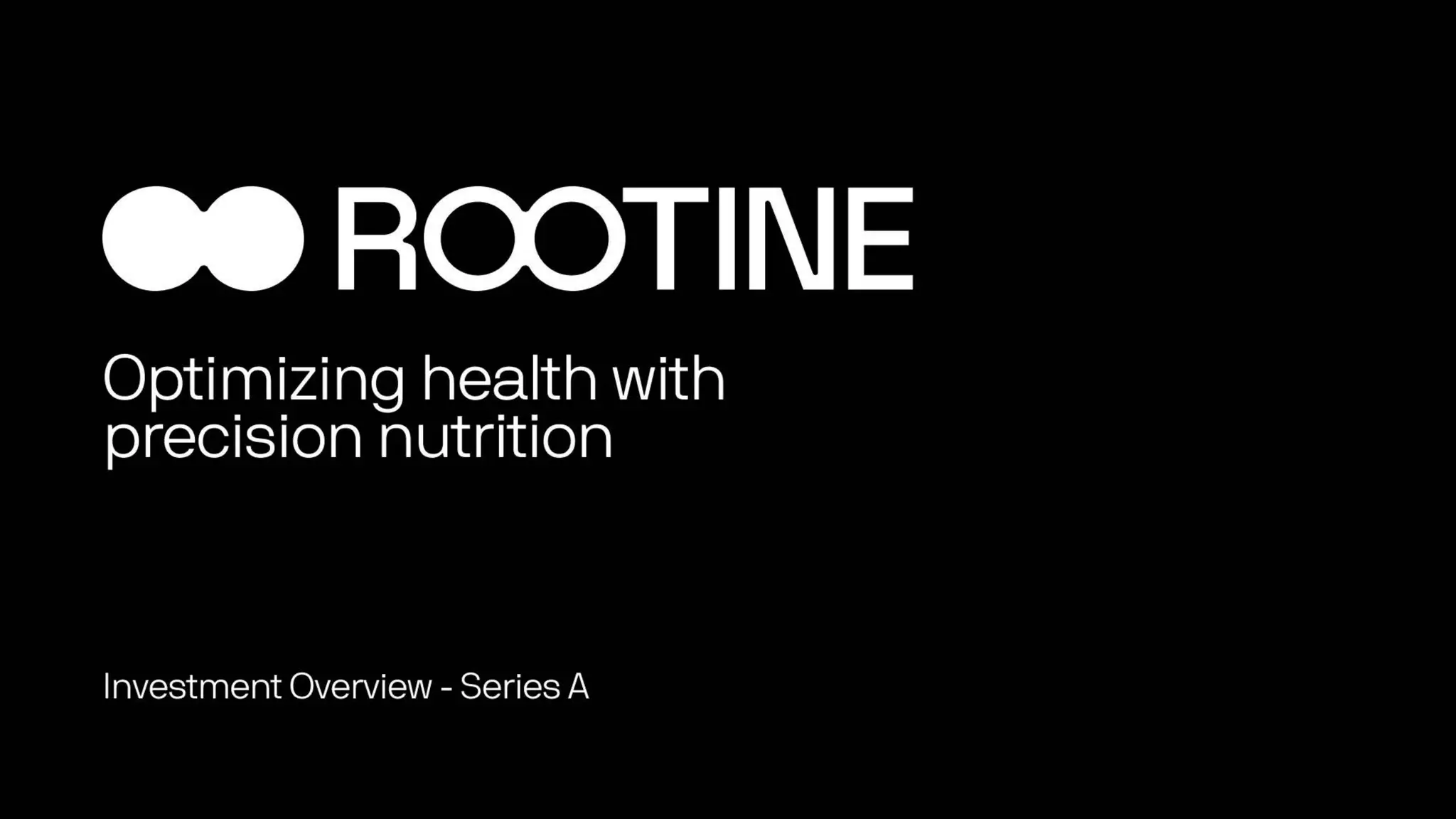 Cover slide of the Rootine pitch deck — Series A