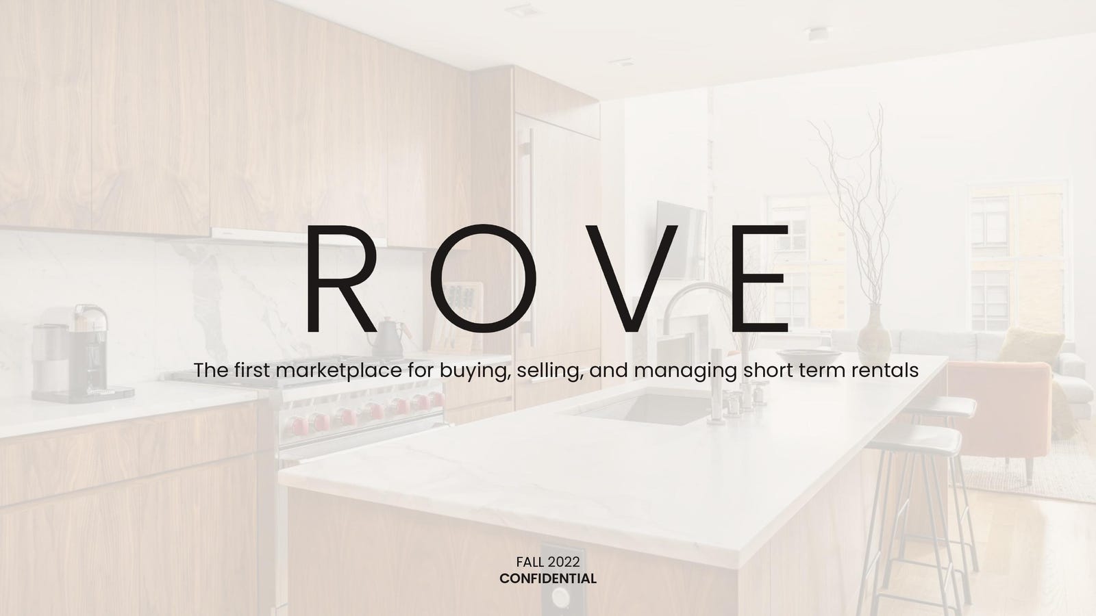 Cover slide of the Rove pitch deck — Seed 2022