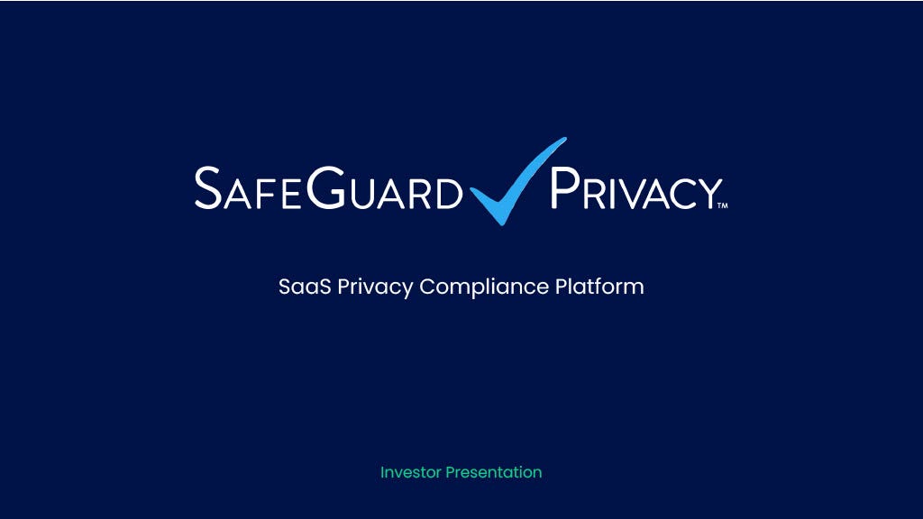 Cover slide of the SafeGuard Privacy pitch deck — Seed 2024