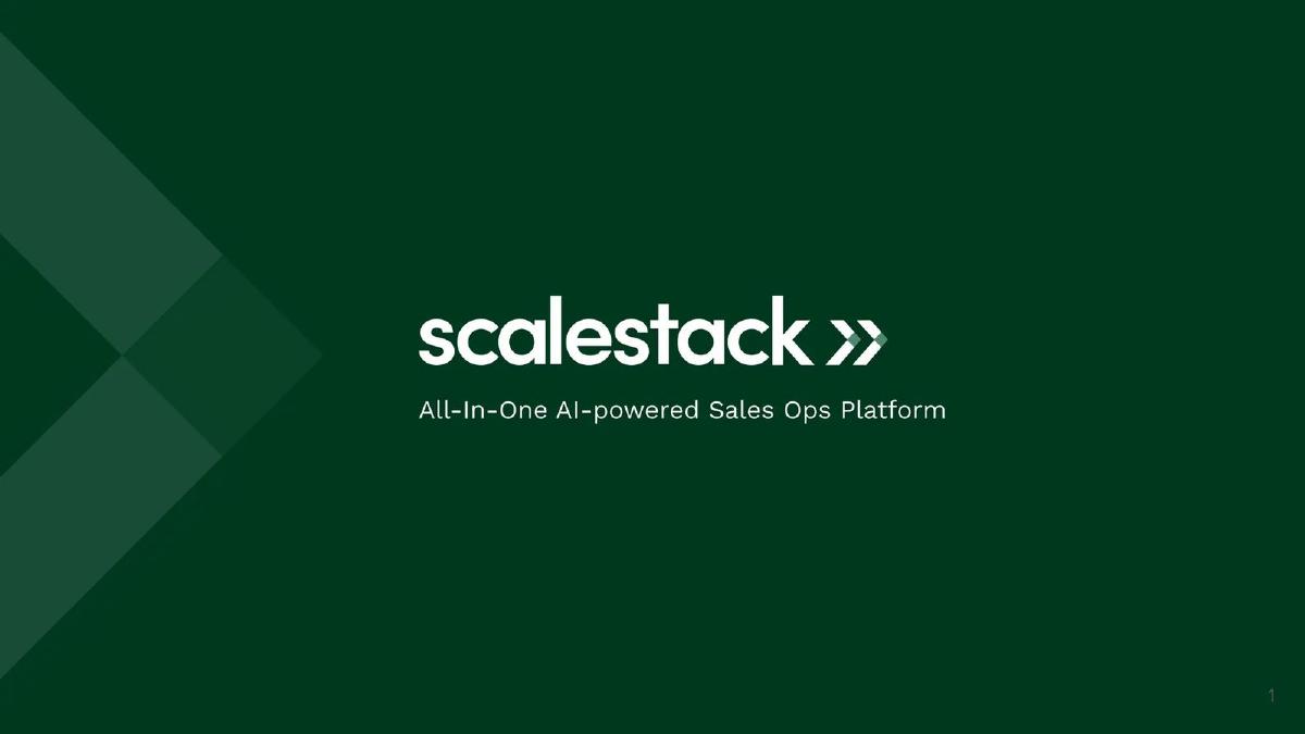 Cover slide of the Scalestack Pitch Deck Teardown pitch deck